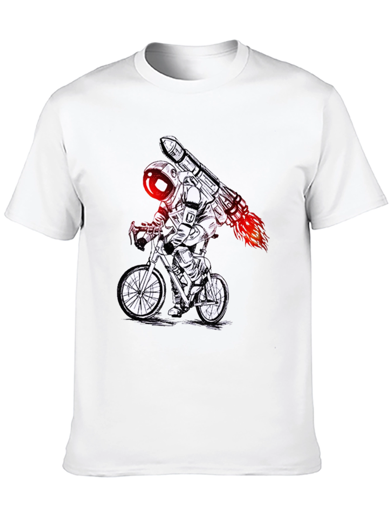 Astronaut Rocket Bike T-Shirt - Black Graphic Tee