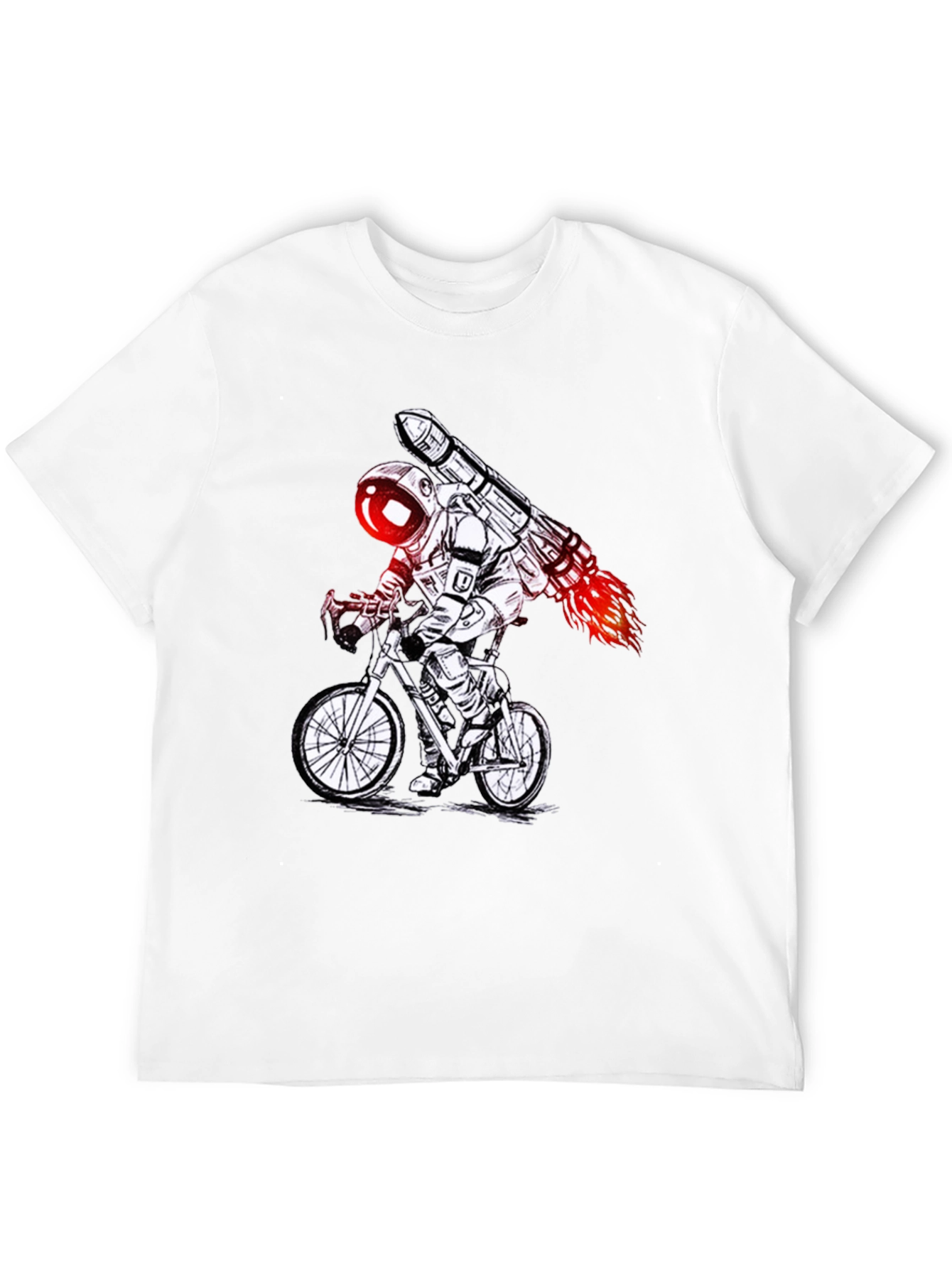 Astronaut Rocket Bike T-Shirt - Black Graphic Tee