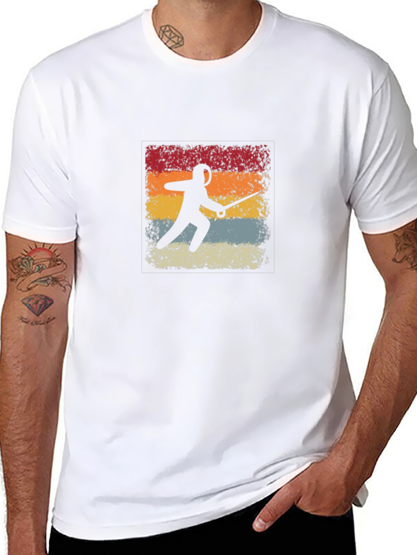 Retro Fencing Silhouette Graphic T-Shirt