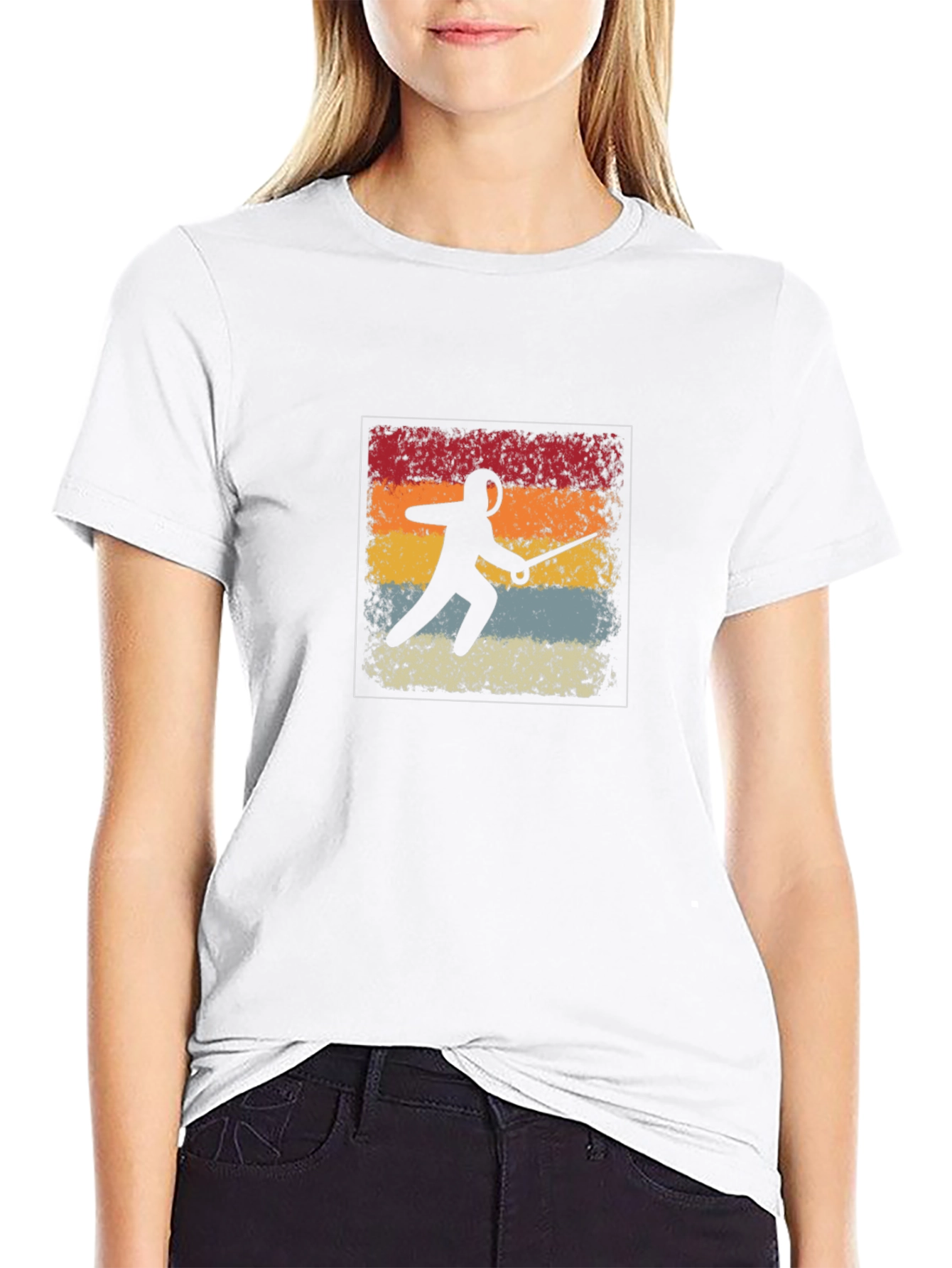 Retro Fencing Silhouette Graphic T-Shirt