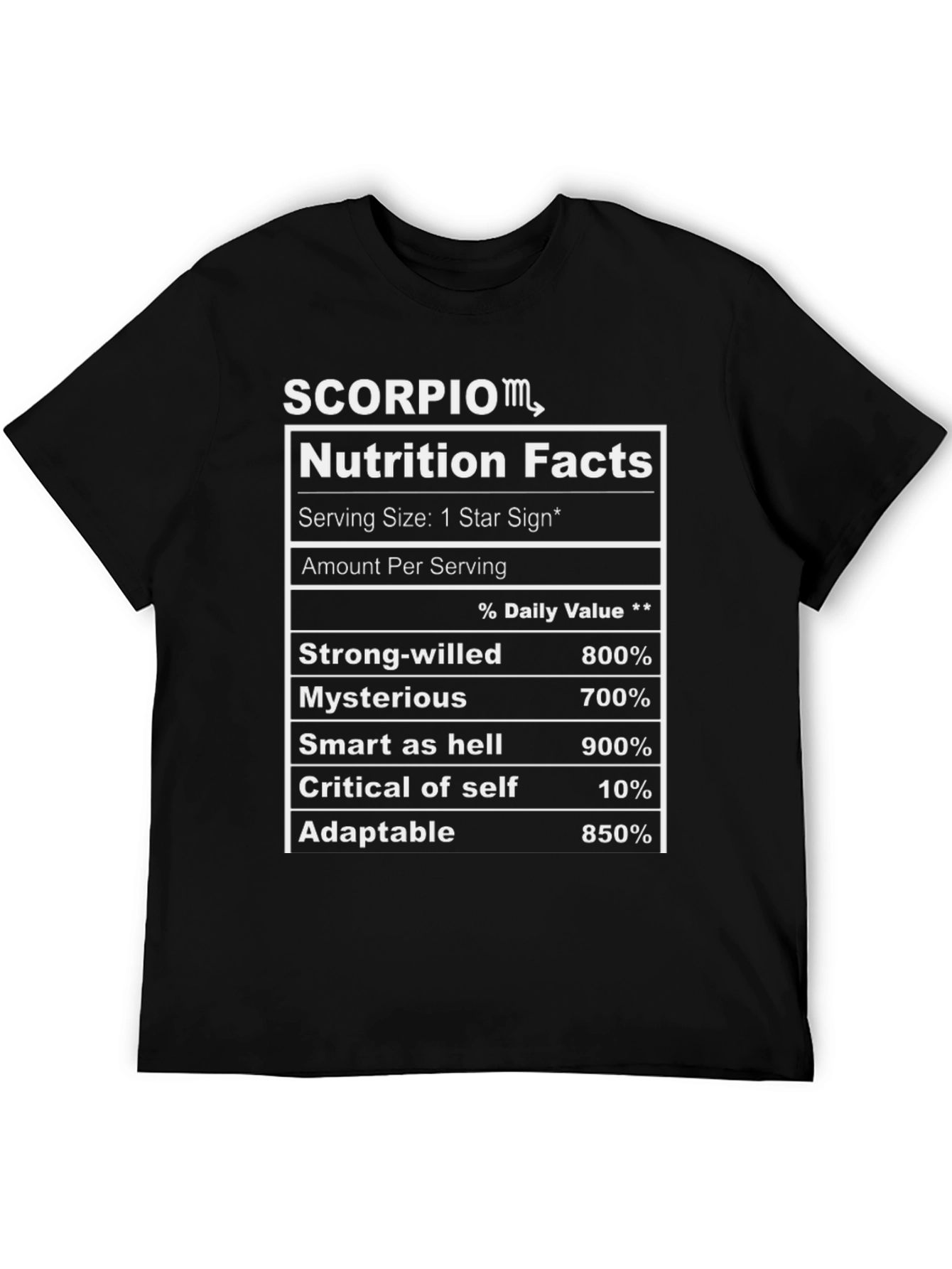 Scorpio Nutrition Facts Zodiac T-Shirt