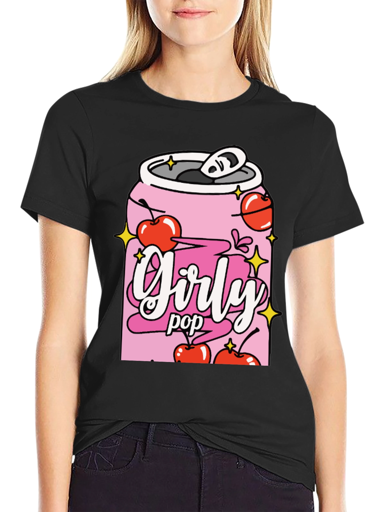 Girly Pop Black Graphic Tee