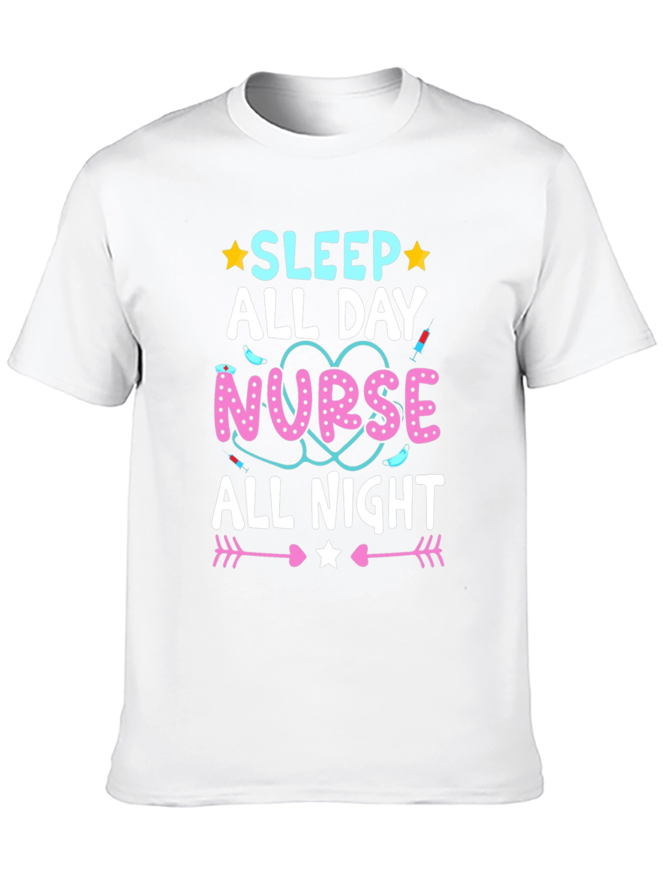 Nurse Sleep All Day All Night Black T-Shirt