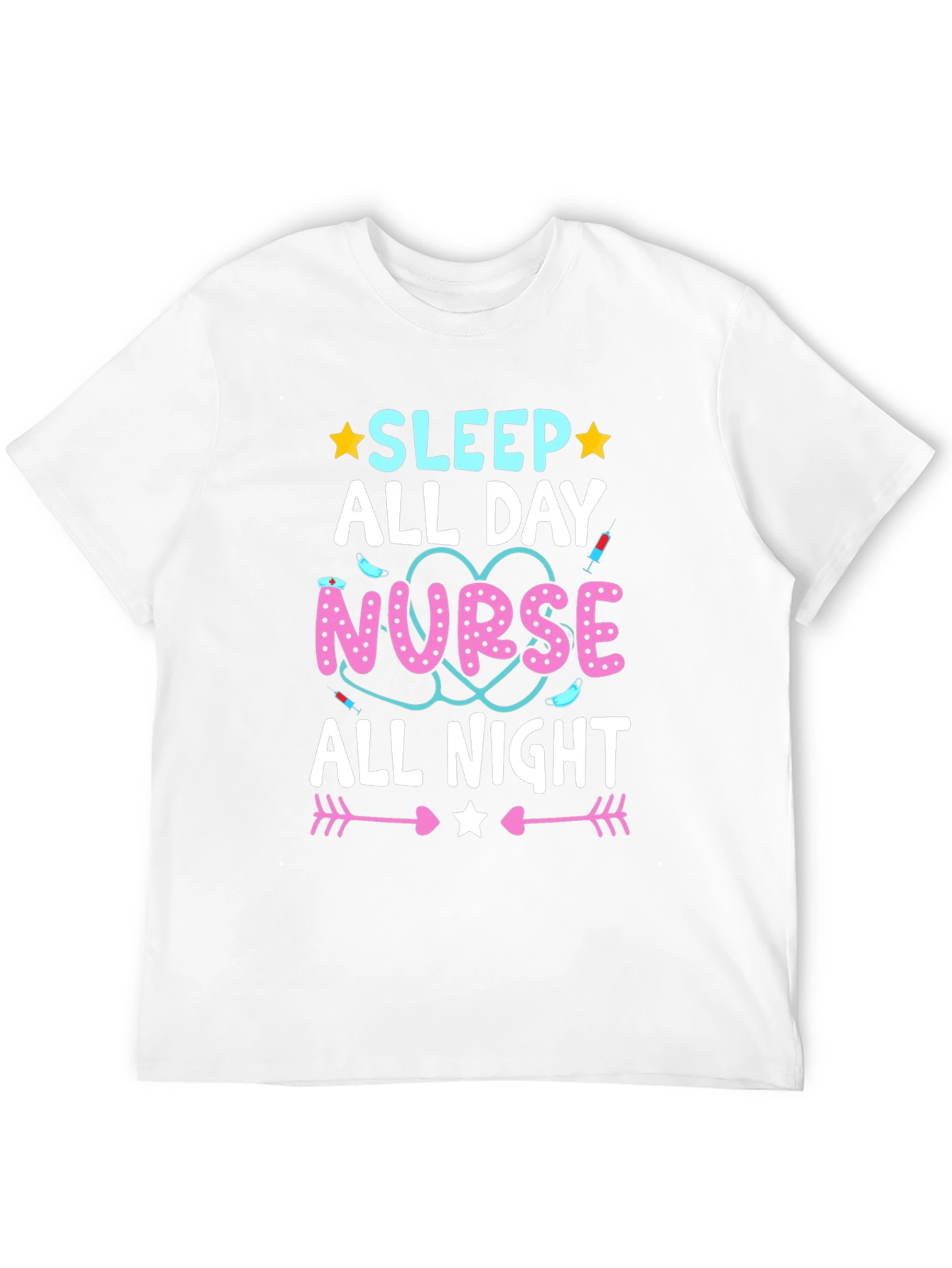 Nurse Sleep All Day All Night Black T-Shirt