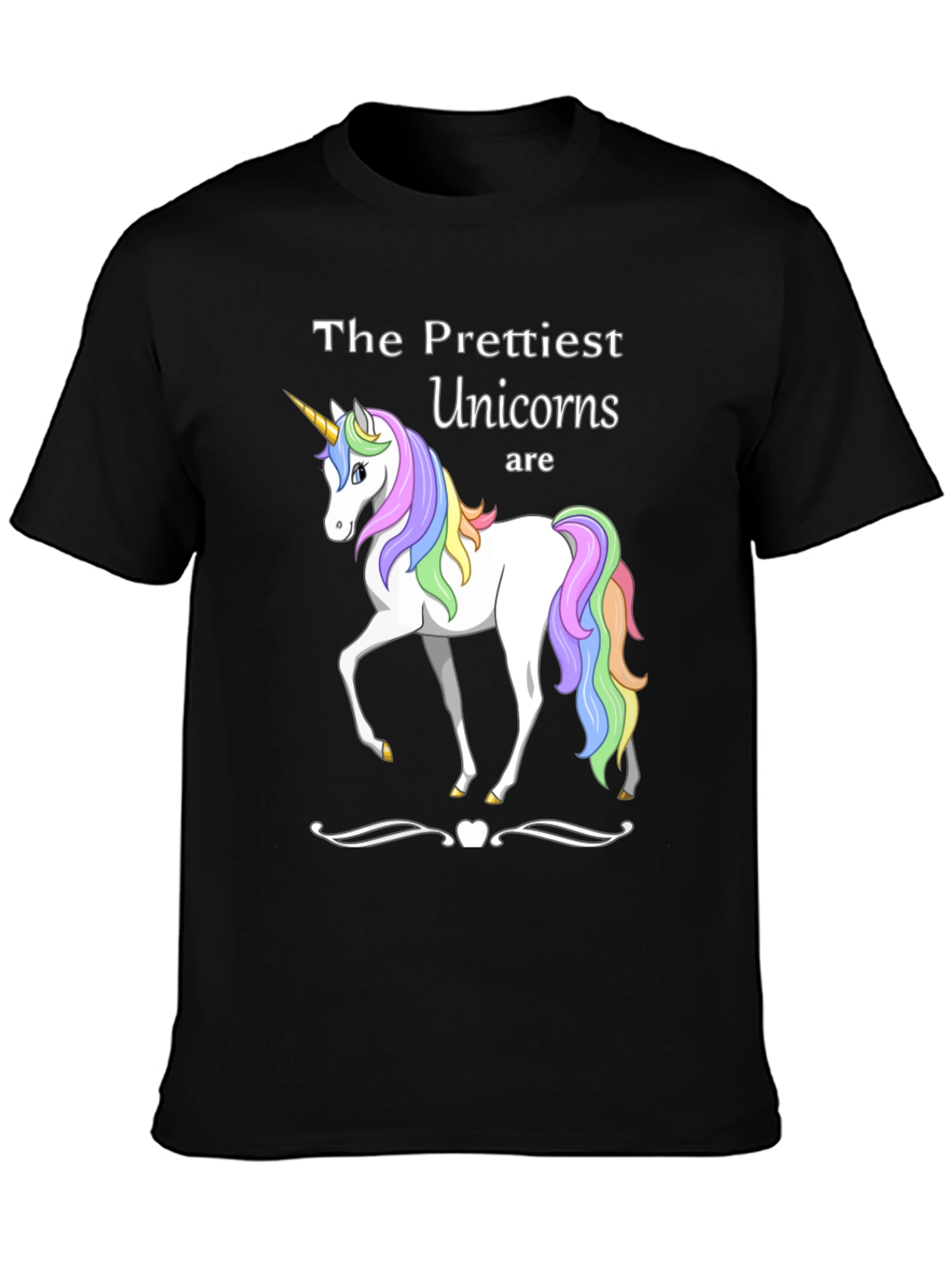Prettiest Unicorns T-Shirt Black Cotton Blend
