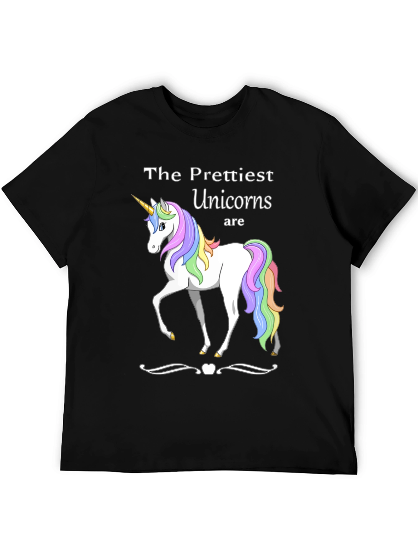 Prettiest Unicorns T-Shirt Black Cotton Blend
