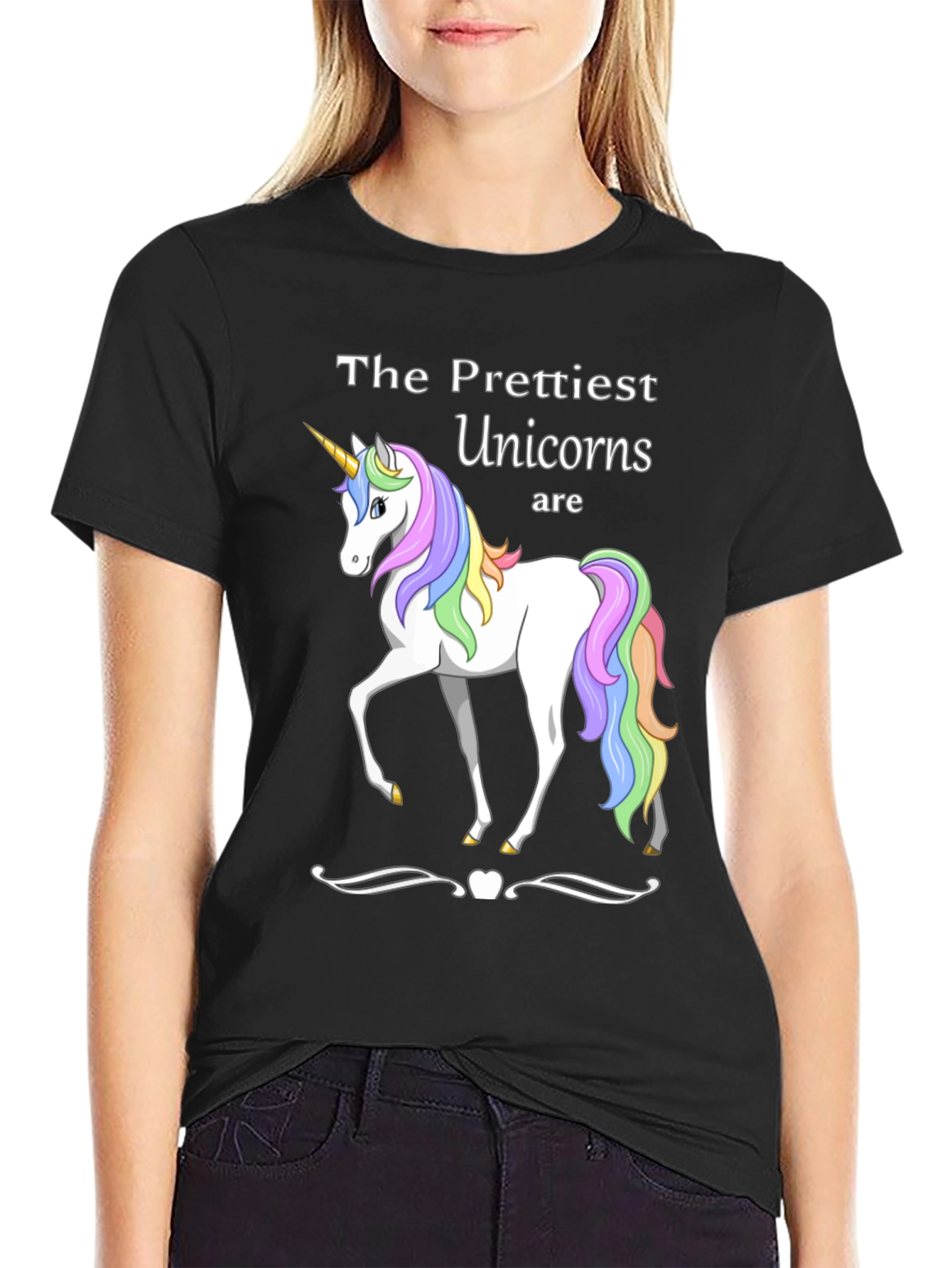 Prettiest Unicorns T-Shirt Black Cotton Blend