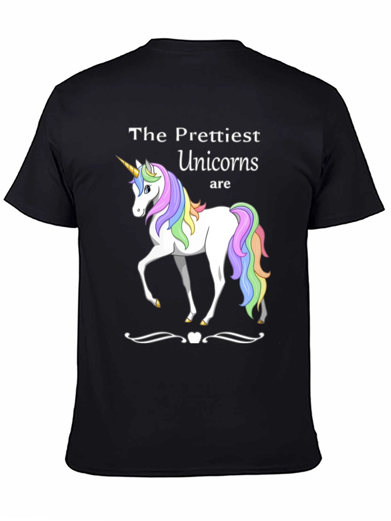 Prettiest Unicorns T-Shirt Black Cotton Blend