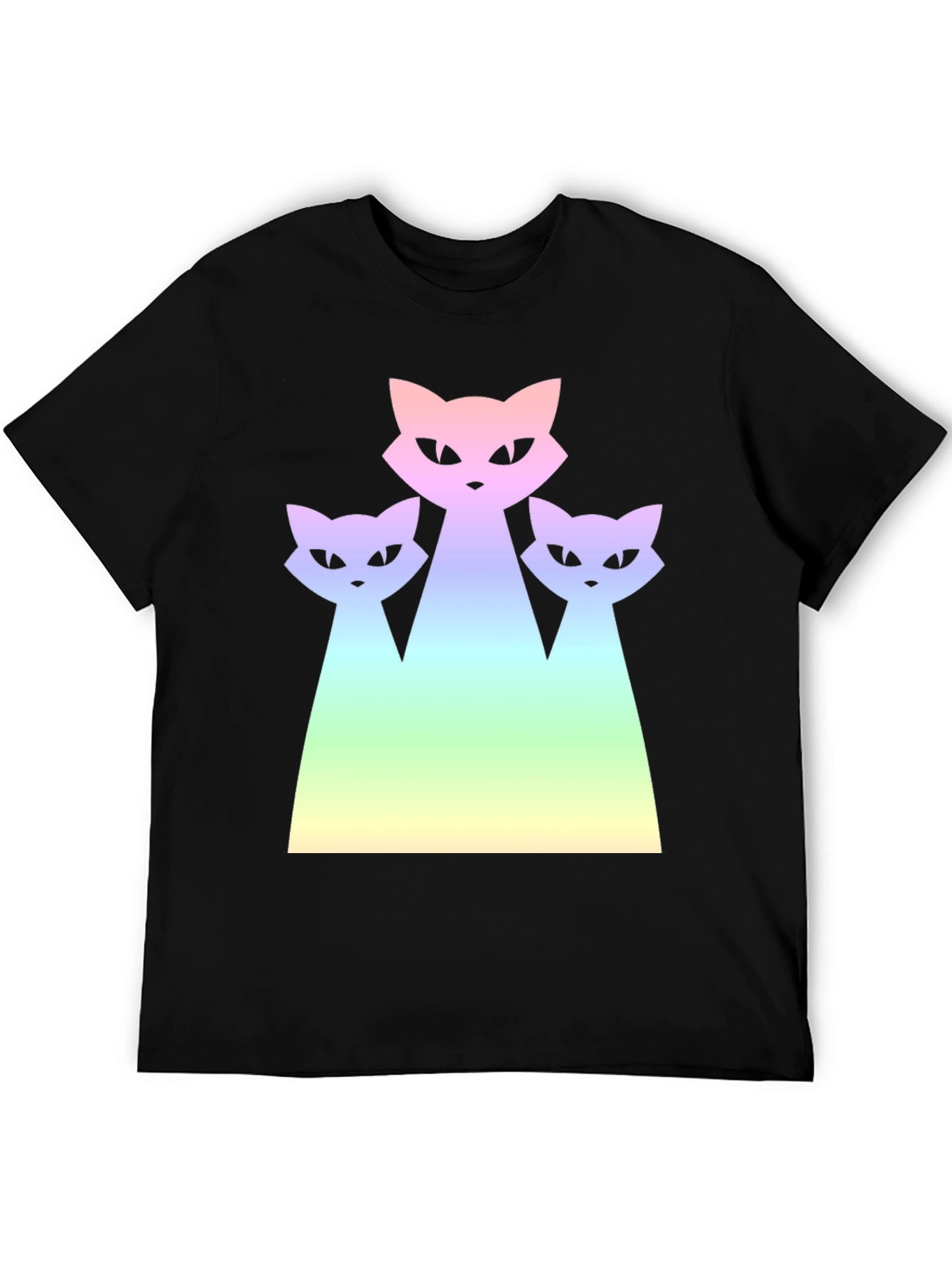 Gradient Cat Trio Black T-Shirt