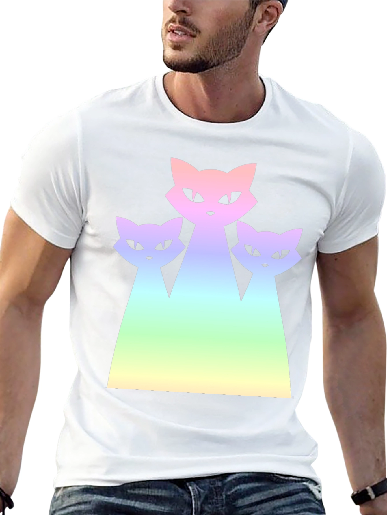 Gradient Cat Trio Black T-Shirt