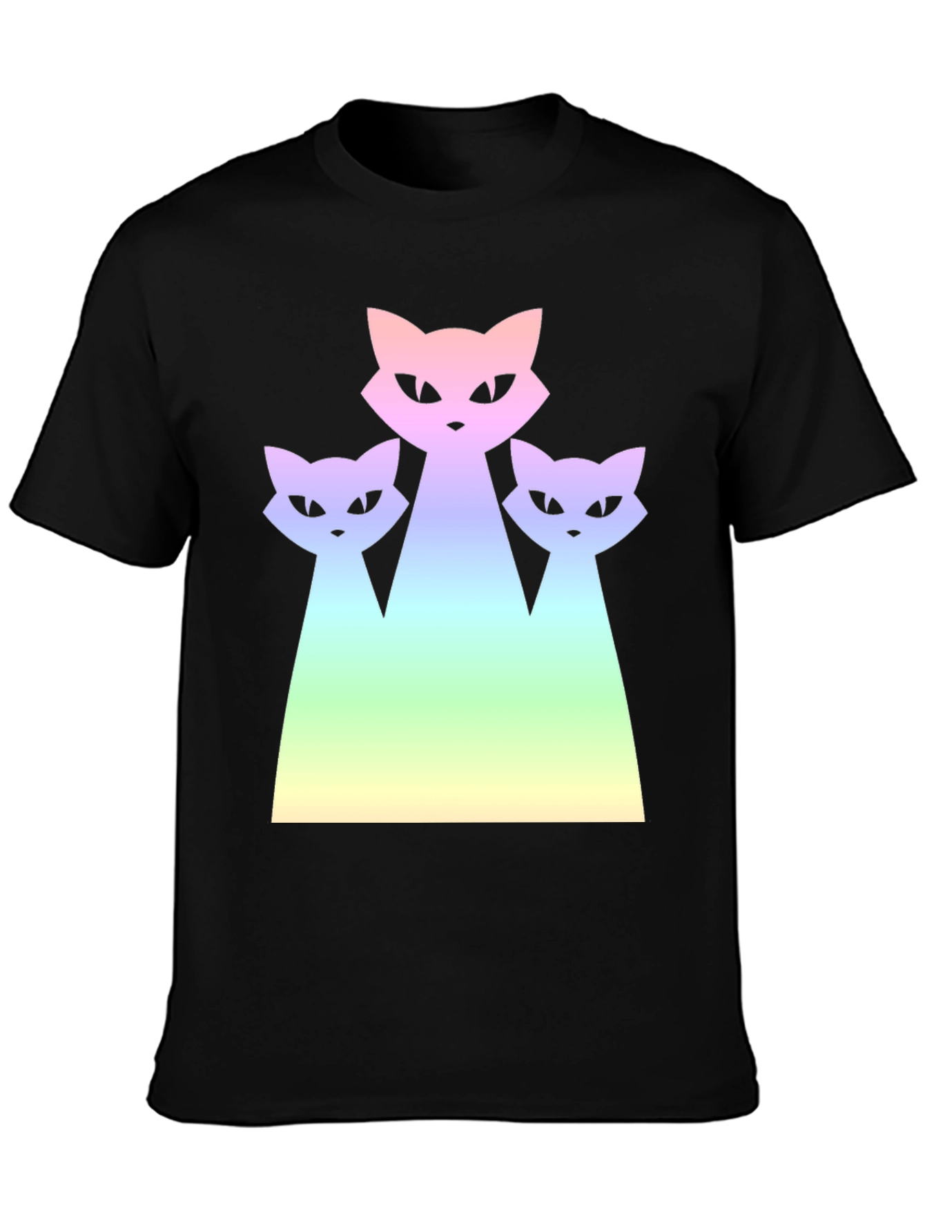 Gradient Cat Trio Black T-Shirt