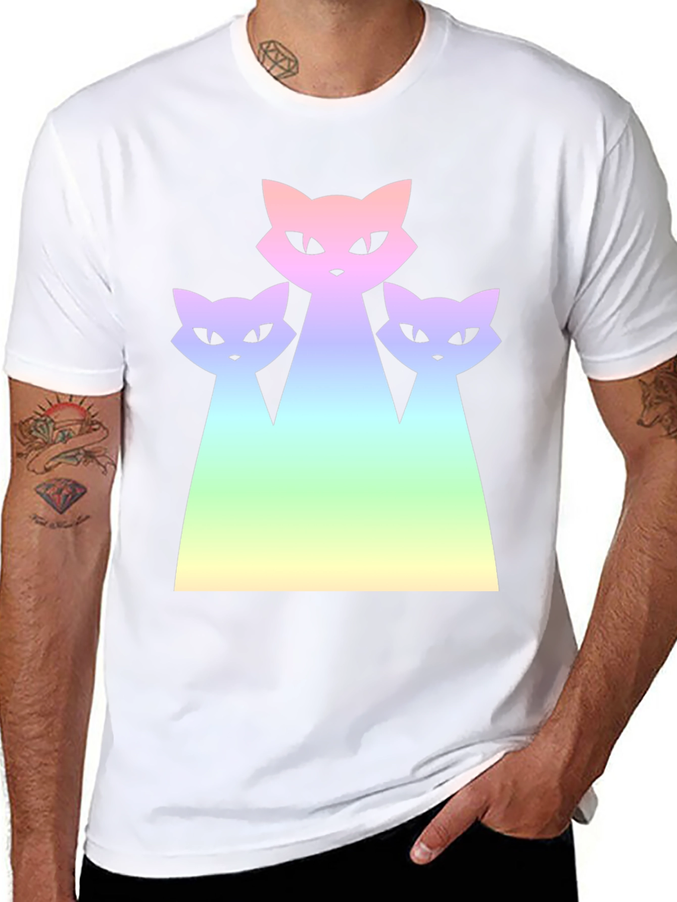 Gradient Cat Trio Black T-Shirt