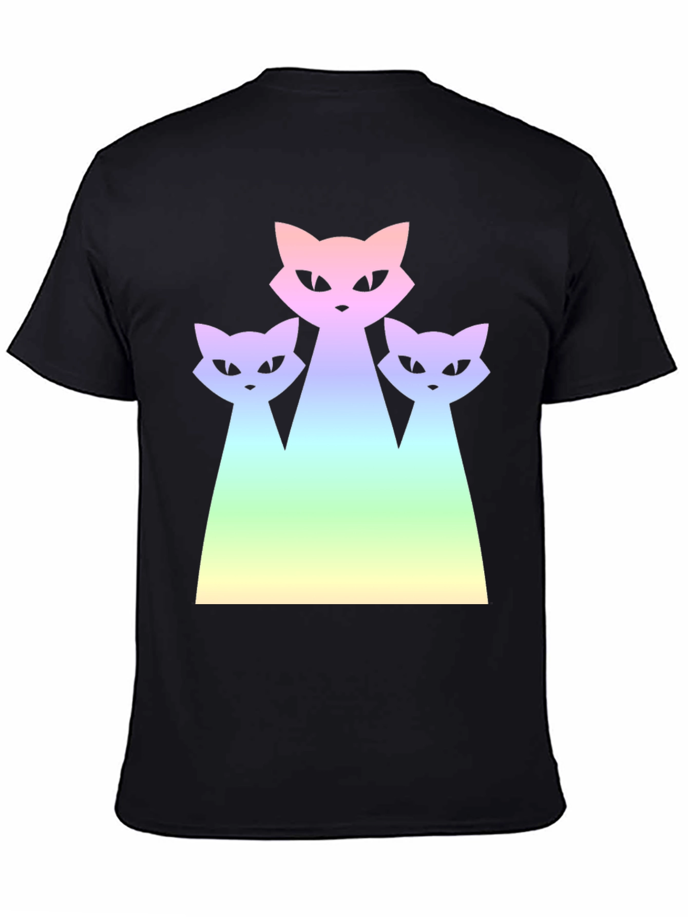 Gradient Cat Trio Black T-Shirt