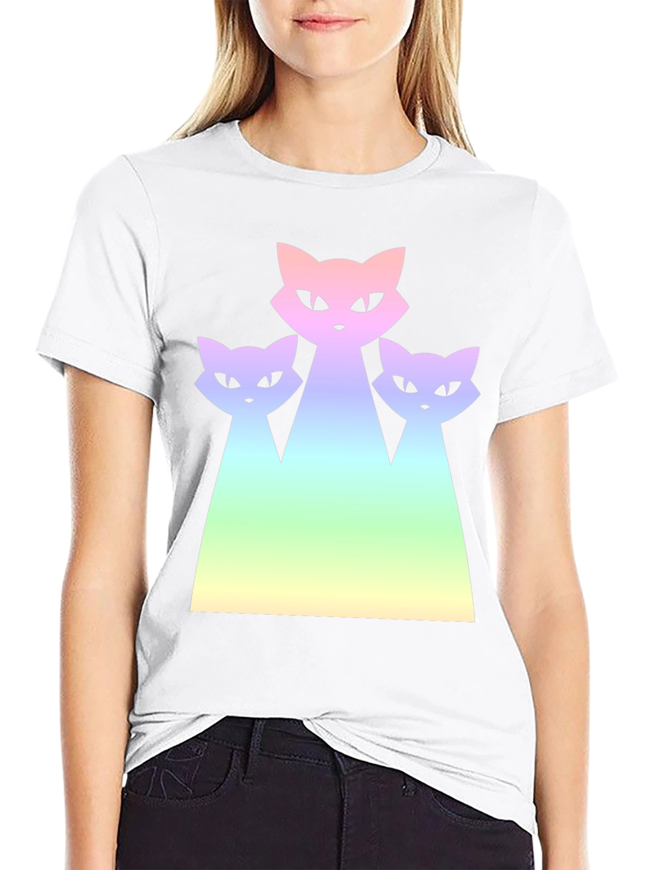 Gradient Cat Trio Black T-Shirt