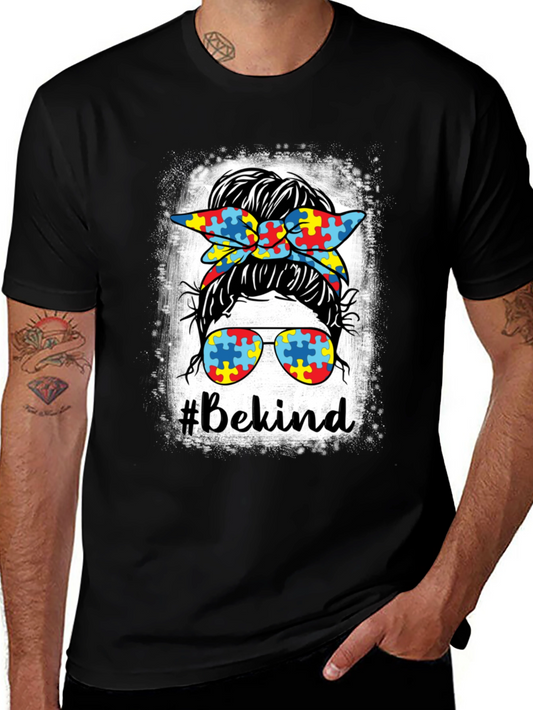 #Bekind Autism Awareness Messy Bun T-Shirt