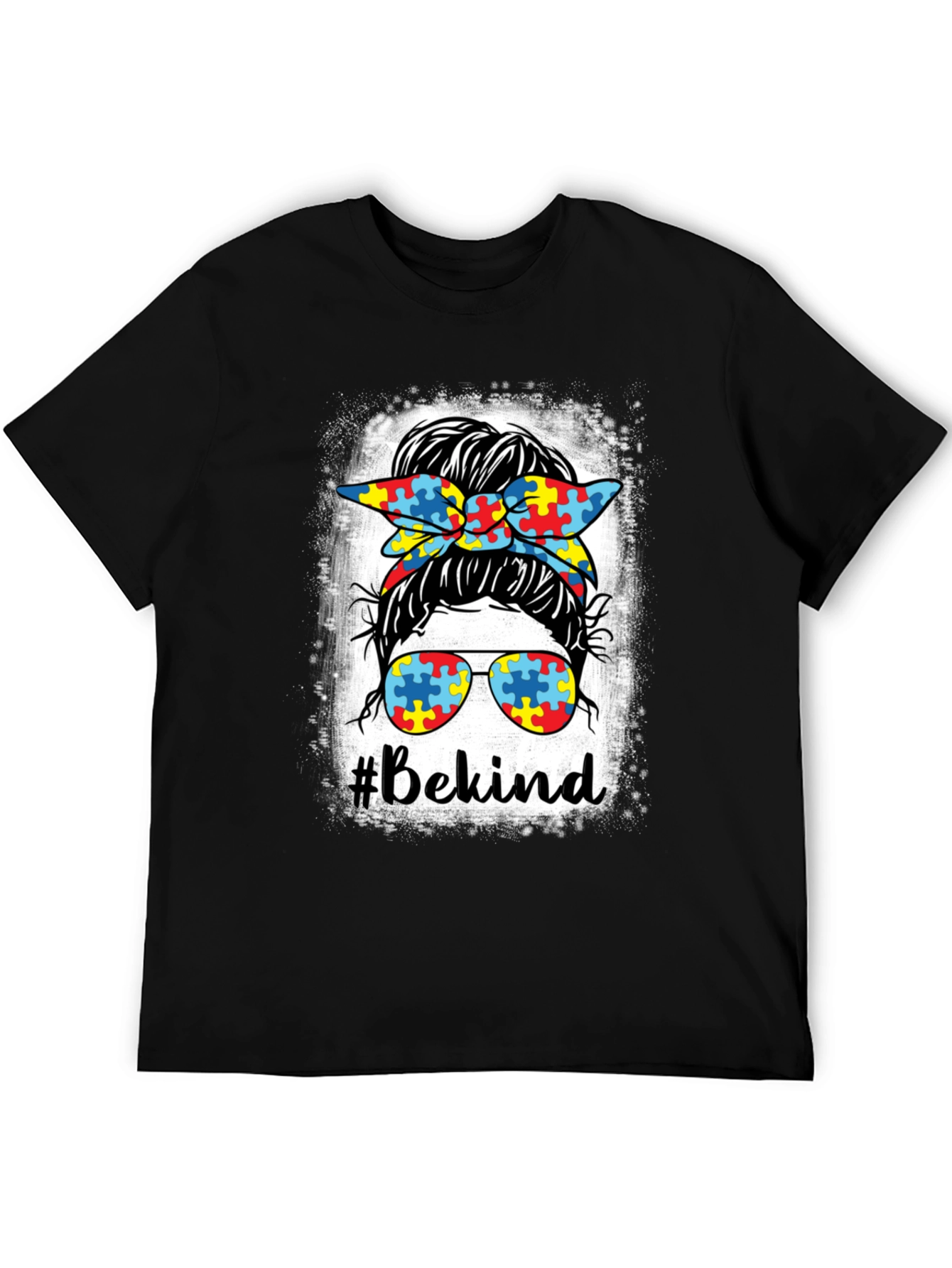 #Bekind Autism Awareness Messy Bun T-Shirt