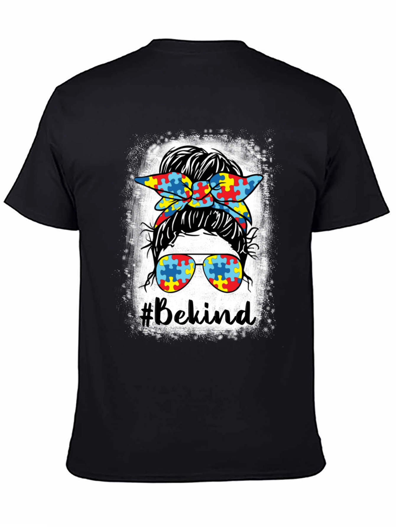 #Bekind Autism Awareness Messy Bun T-Shirt