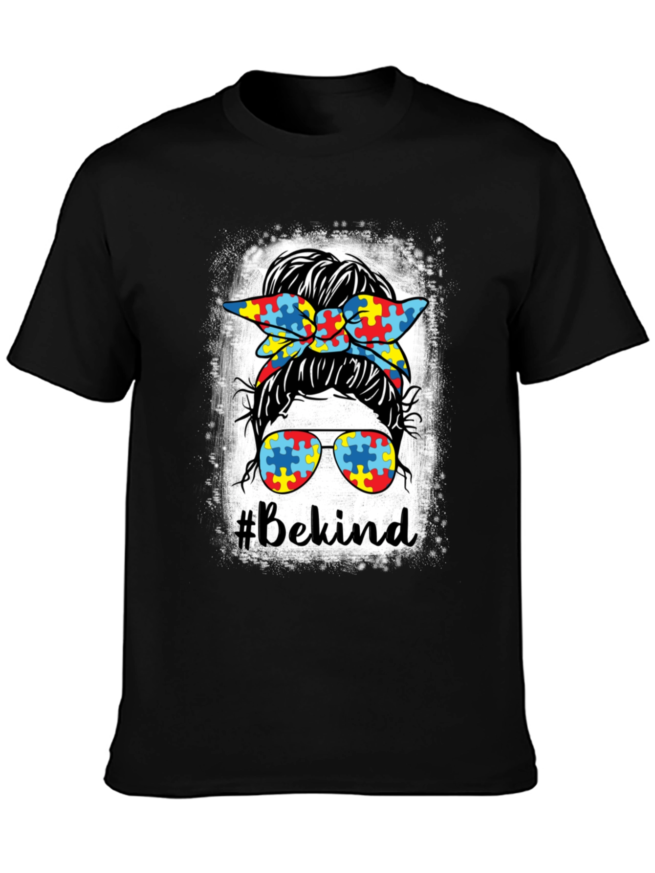 #Bekind Autism Awareness Messy Bun T-Shirt
