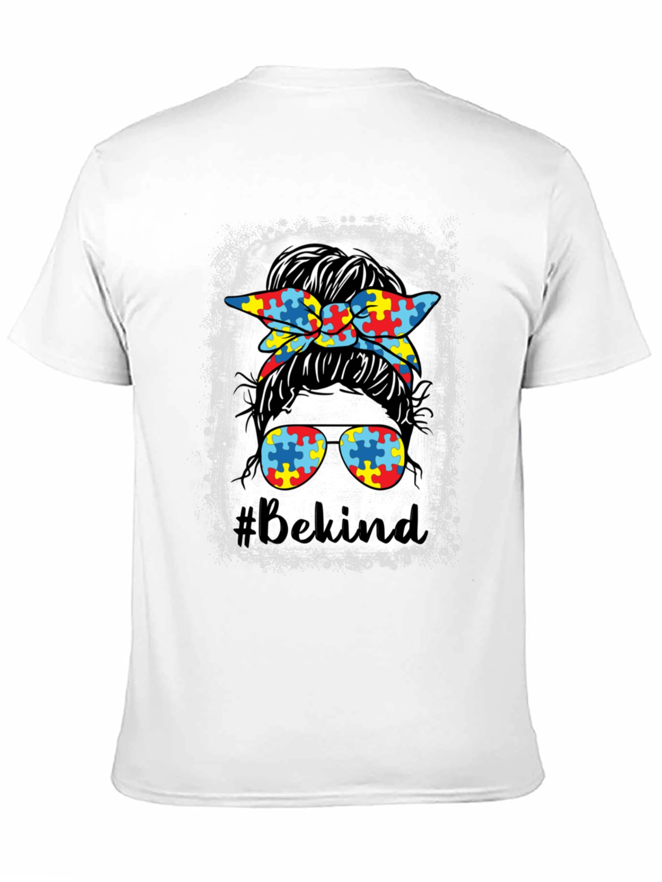 #Bekind Autism Awareness Messy Bun T-Shirt