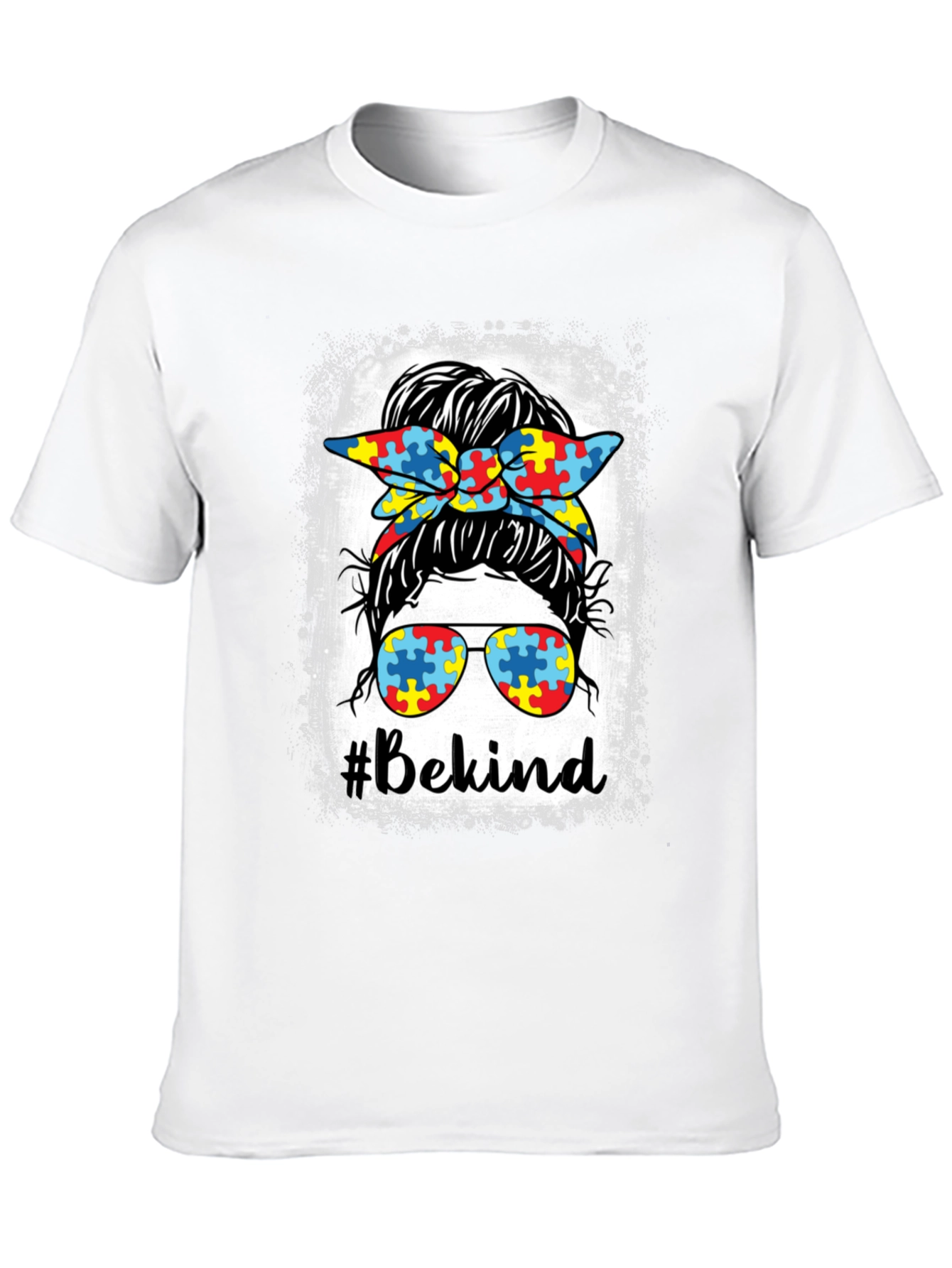 #Bekind Autism Awareness Messy Bun T-Shirt