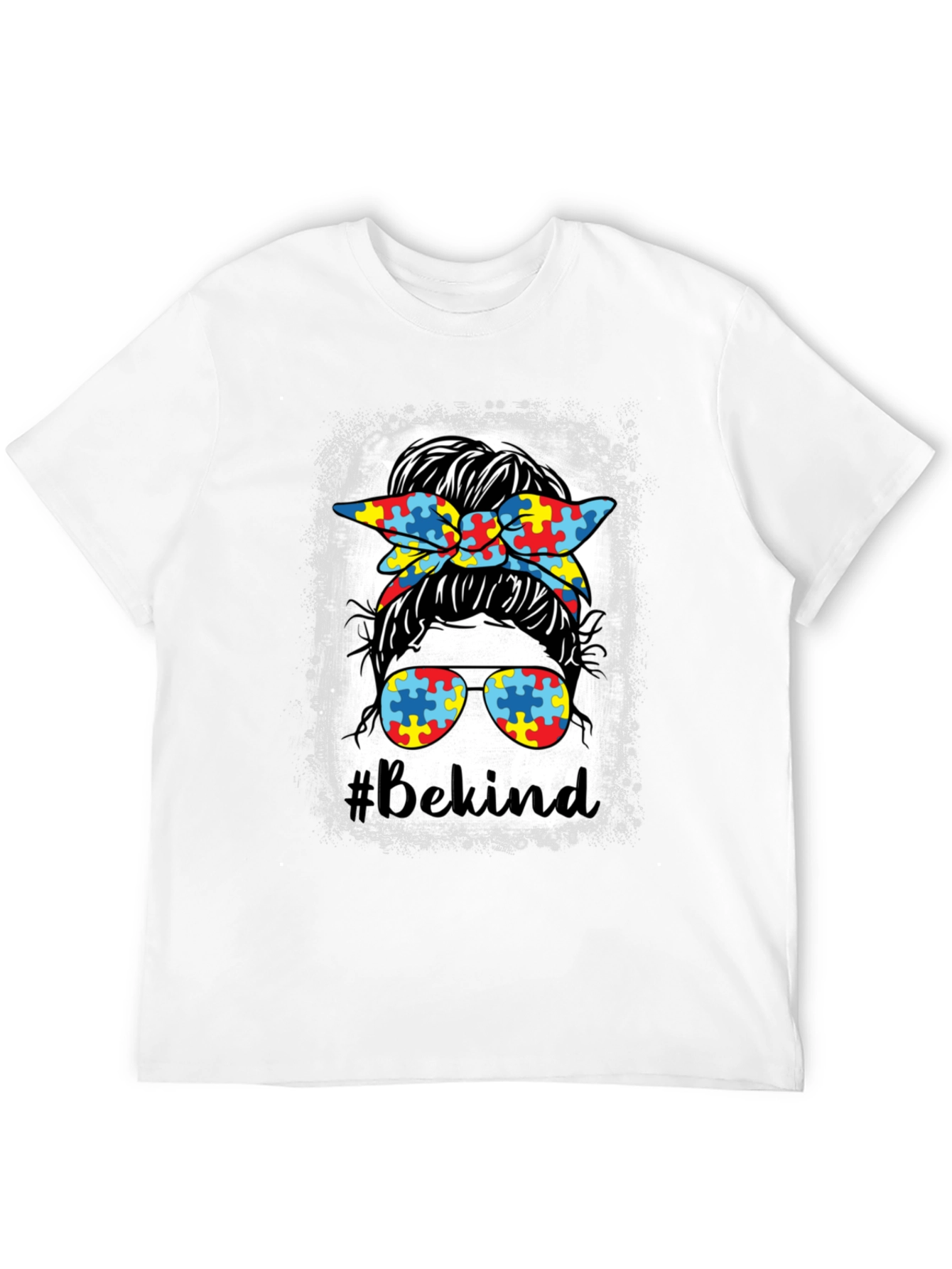 #Bekind Autism Awareness Messy Bun T-Shirt