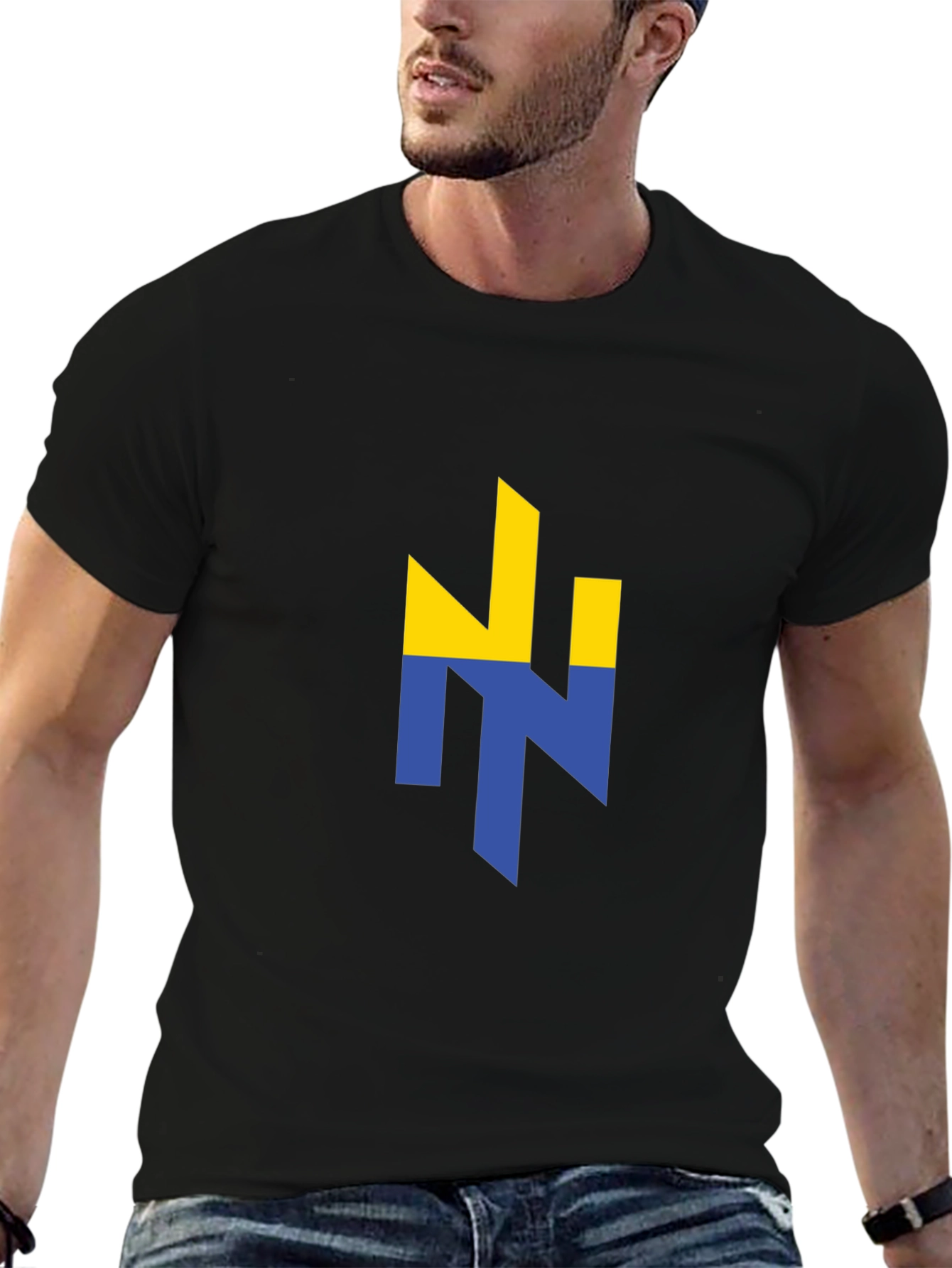 Ukraine Flag Logo Black Graphic T-Shirt