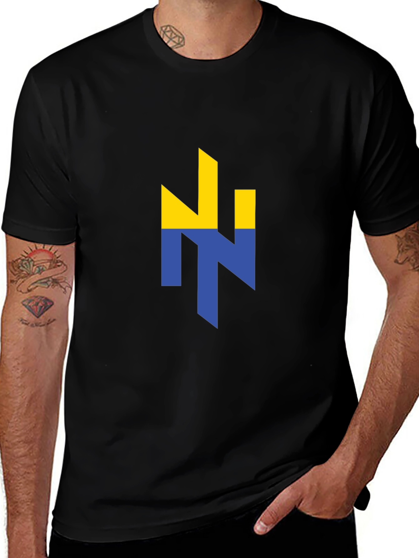 Ukraine Flag Logo Black Graphic T-Shirt