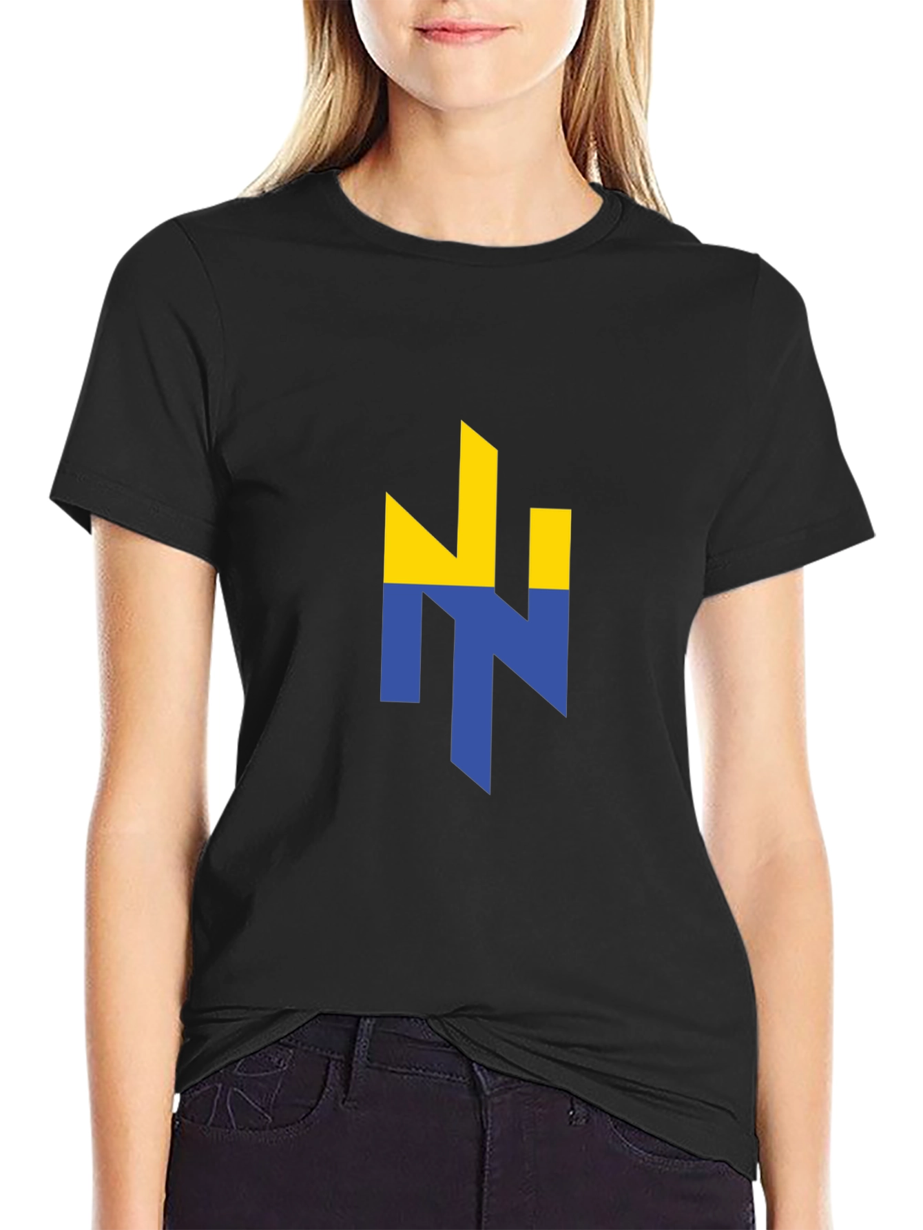 Ukraine Flag Logo Black Graphic T-Shirt