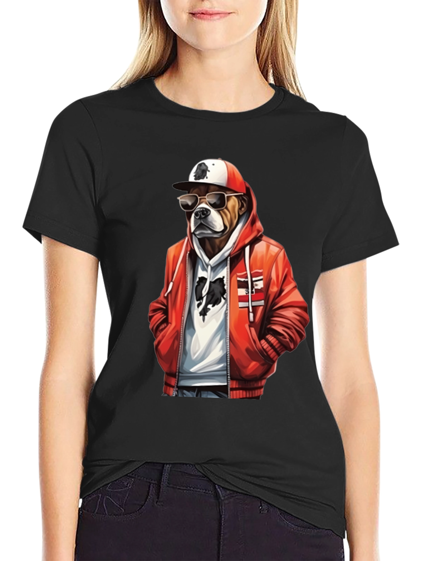 Cool Dog T-Shirt: Bulldog in Hoodie & Shades