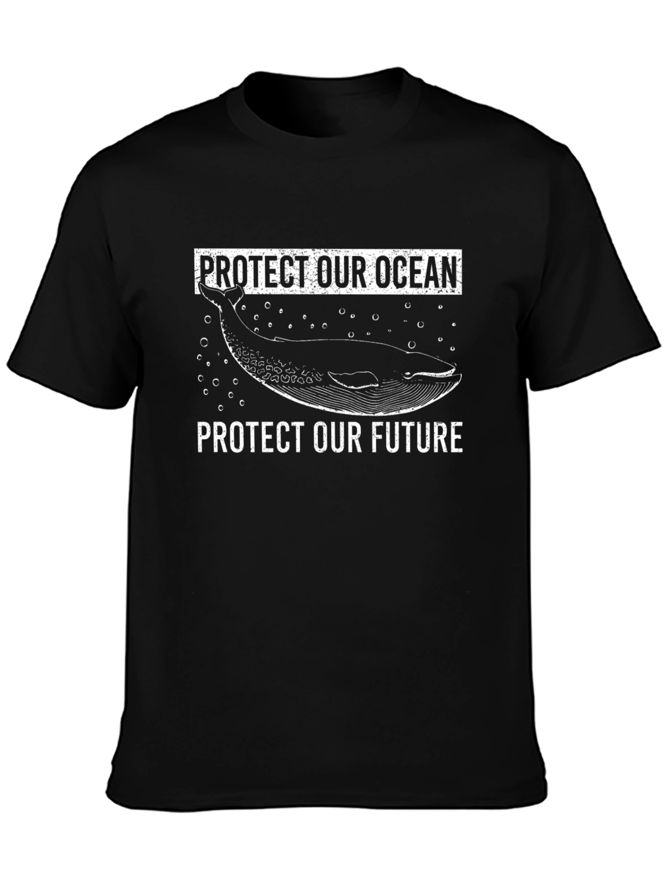 Protect Our Ocean Whale Graphic Tee - Black