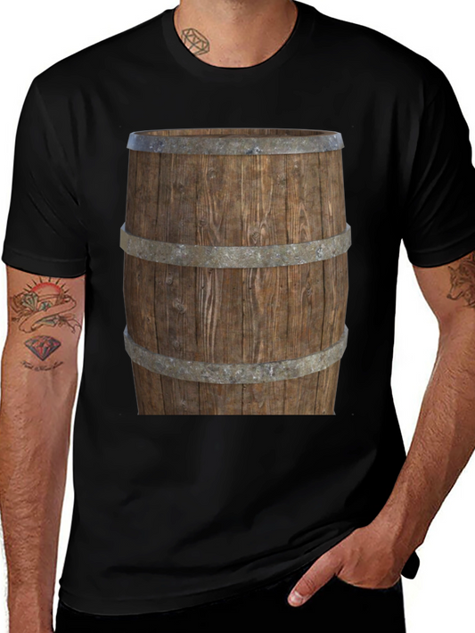 Barrel Graphic Tee - Rustic Wood Design