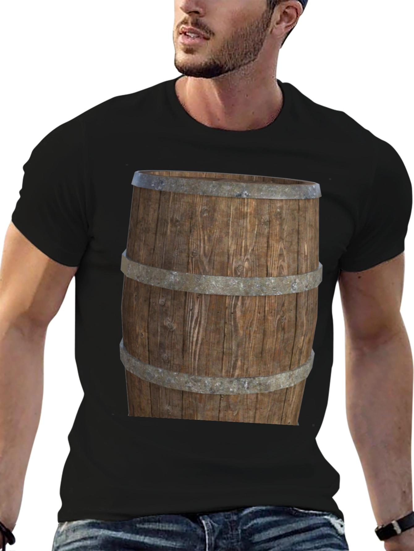 Barrel Graphic Tee - Rustic Wood Design