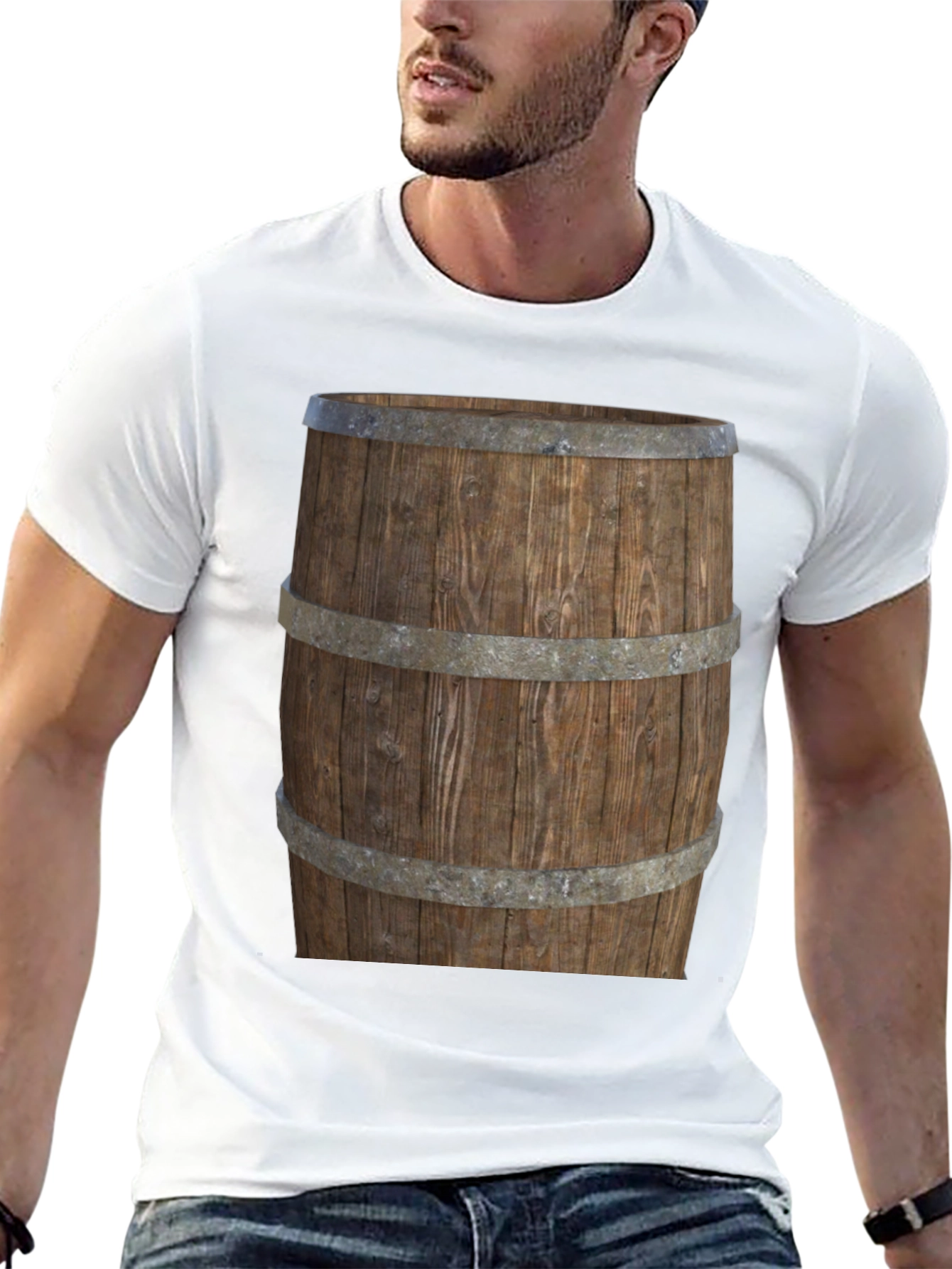 Barrel Graphic Tee - Rustic Wood Design