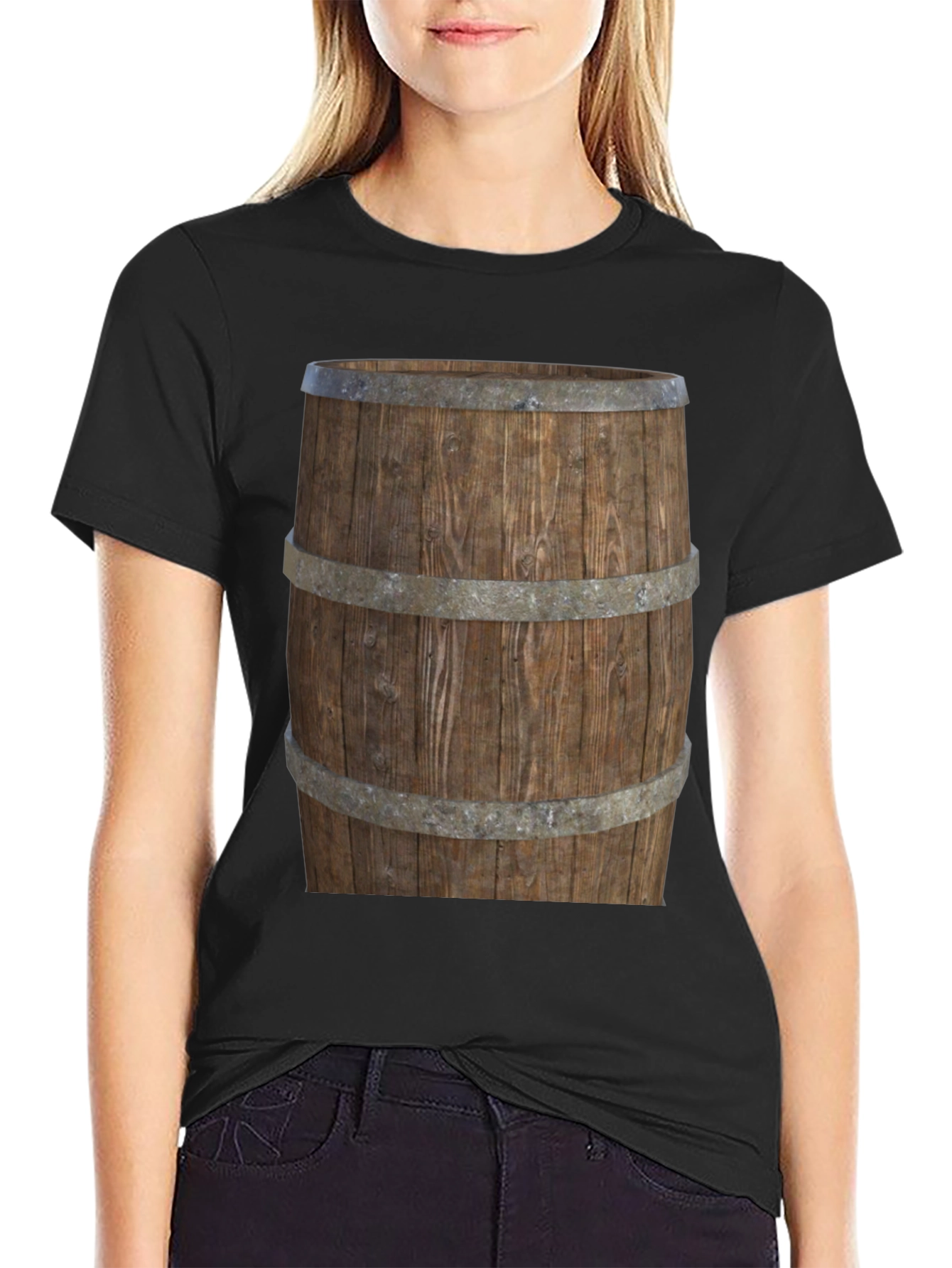 Barrel Graphic Tee - Rustic Wood Design