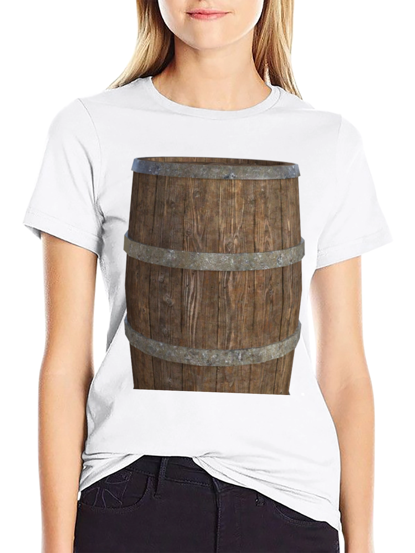 Barrel Graphic Tee - Rustic Wood Design