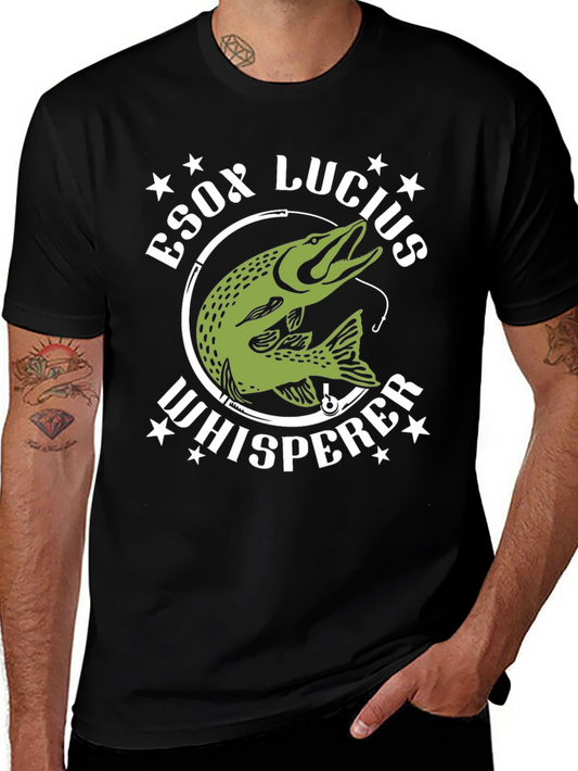 Esox Lucius Whisperer Black T-Shirt Fishing Lover