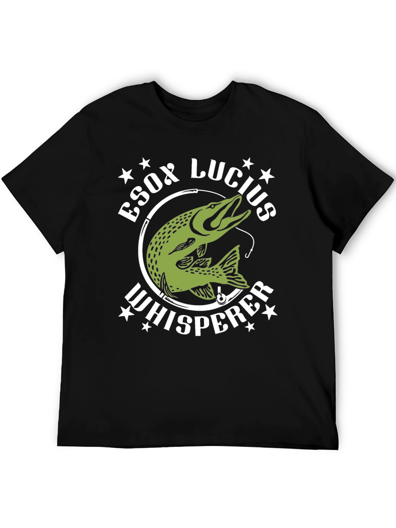 Esox Lucius Whisperer Black T-Shirt Fishing Lover