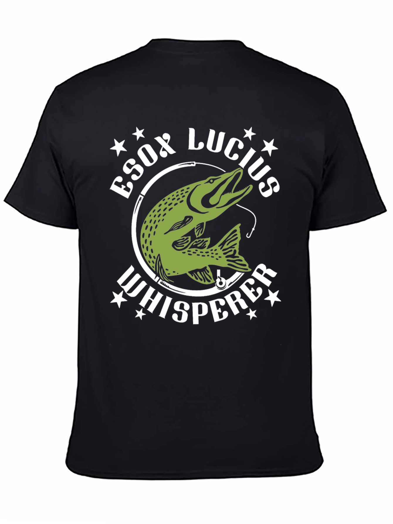 Esox Lucius Whisperer Black T-Shirt Fishing Lover