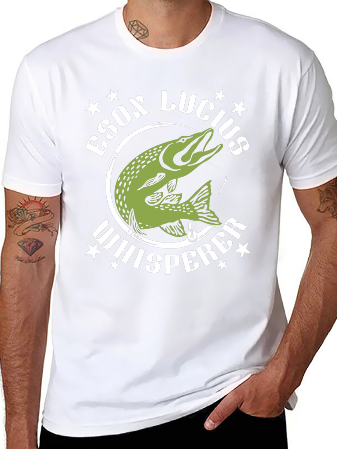 Esox Lucius Whisperer Black T-Shirt Fishing Lover