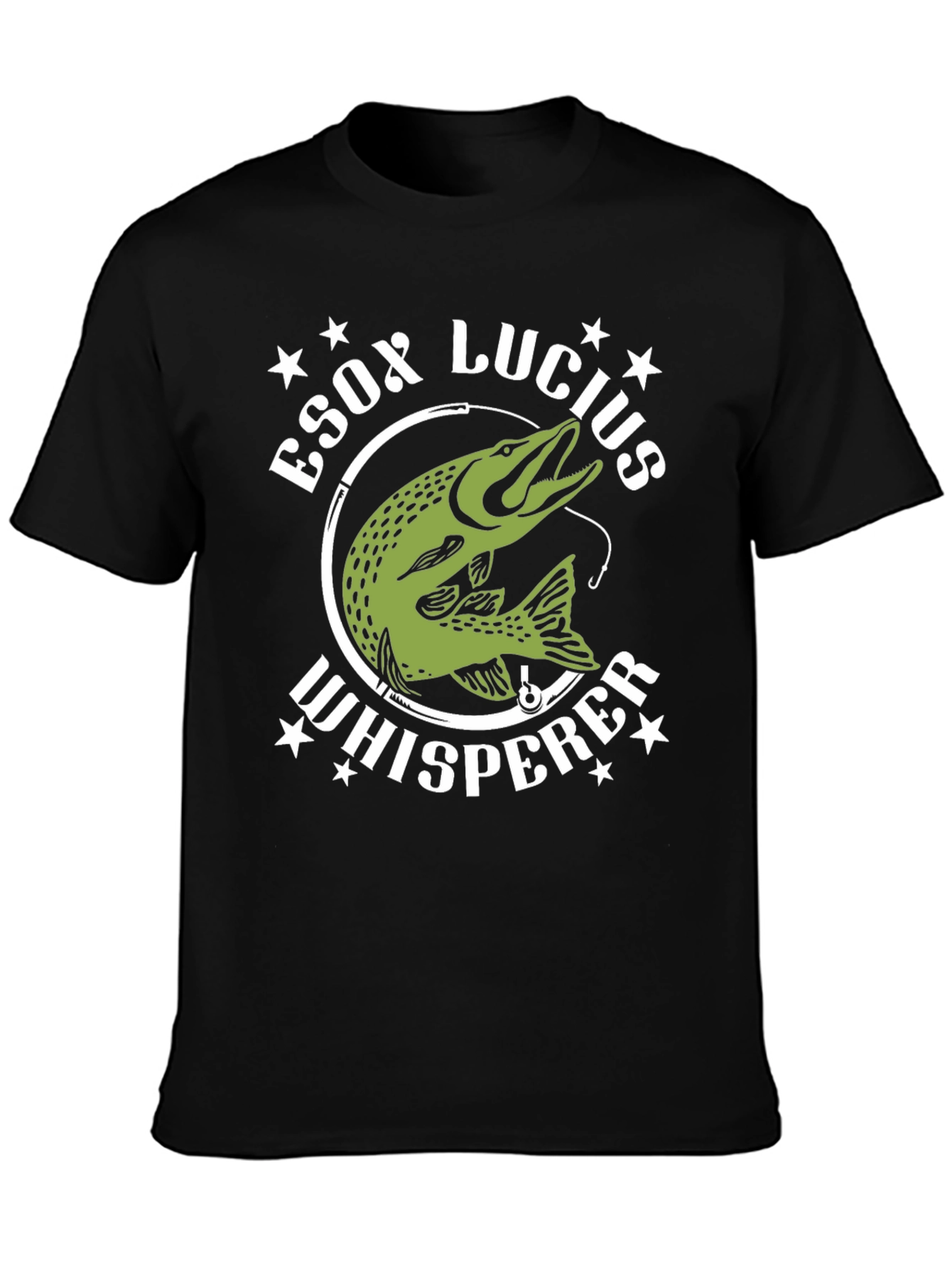 Esox Lucius Whisperer Black T-Shirt Fishing Lover