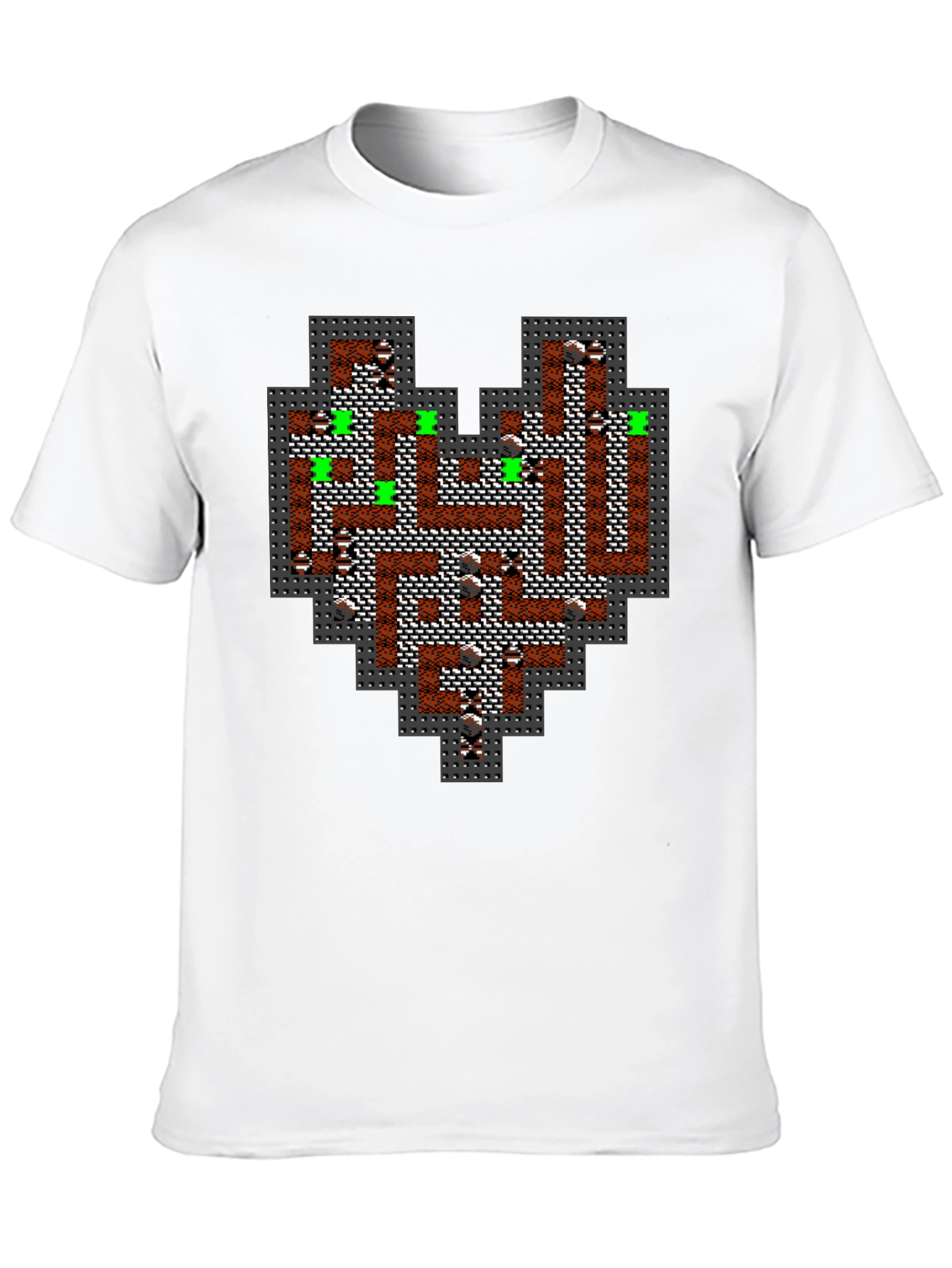 Retro Dungeon Heart T-Shirt - Pixel Art Style