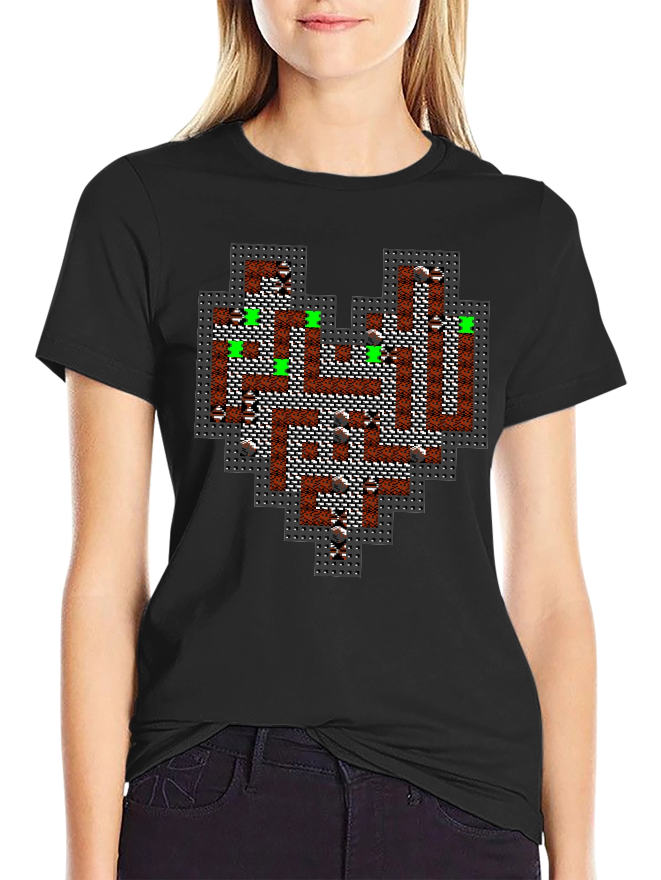 Retro Dungeon Heart T-Shirt - Pixel Art Style