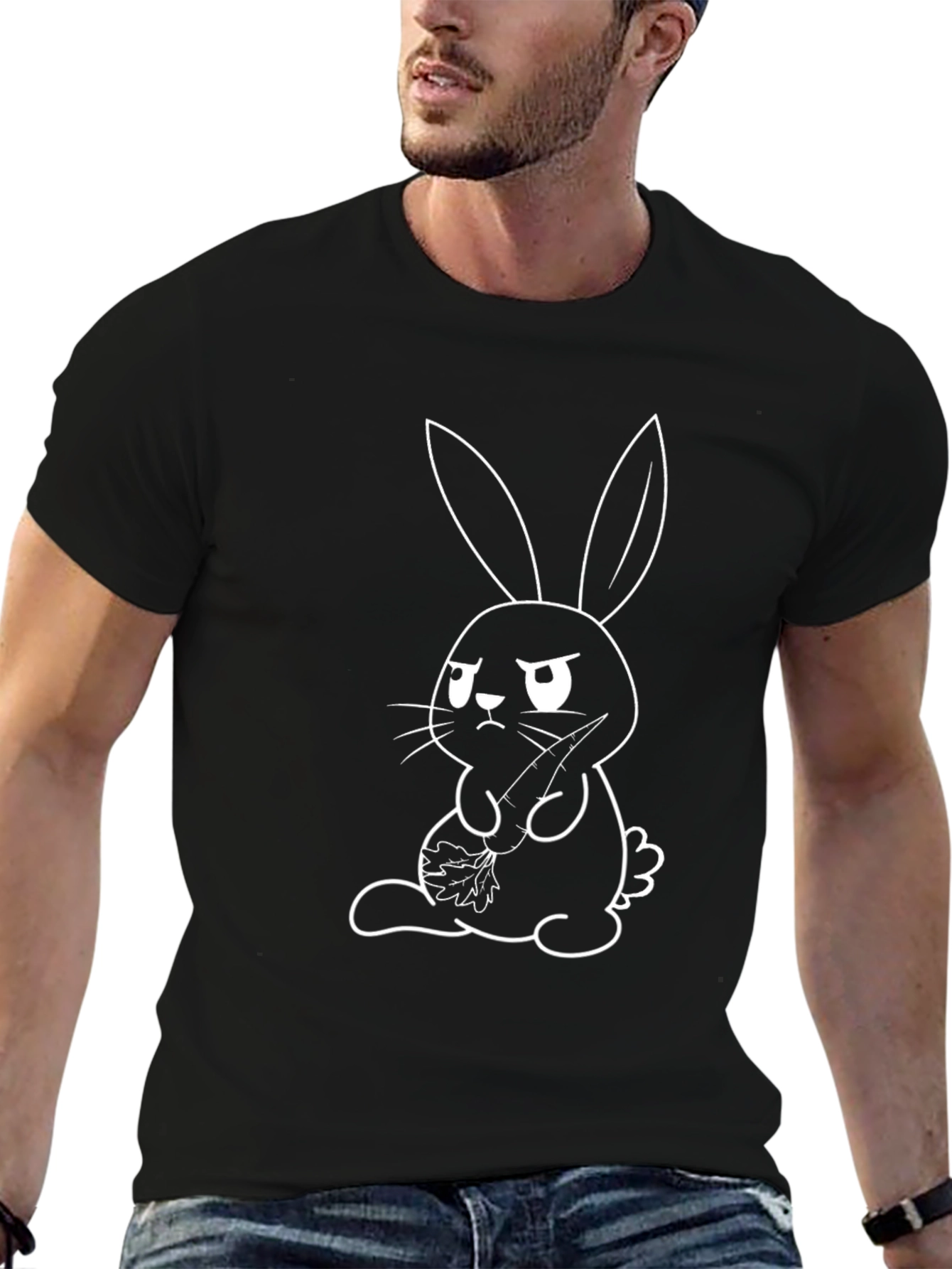 Grumpy Bunny Graphic Tee - Unisex Cotton T-Shirt