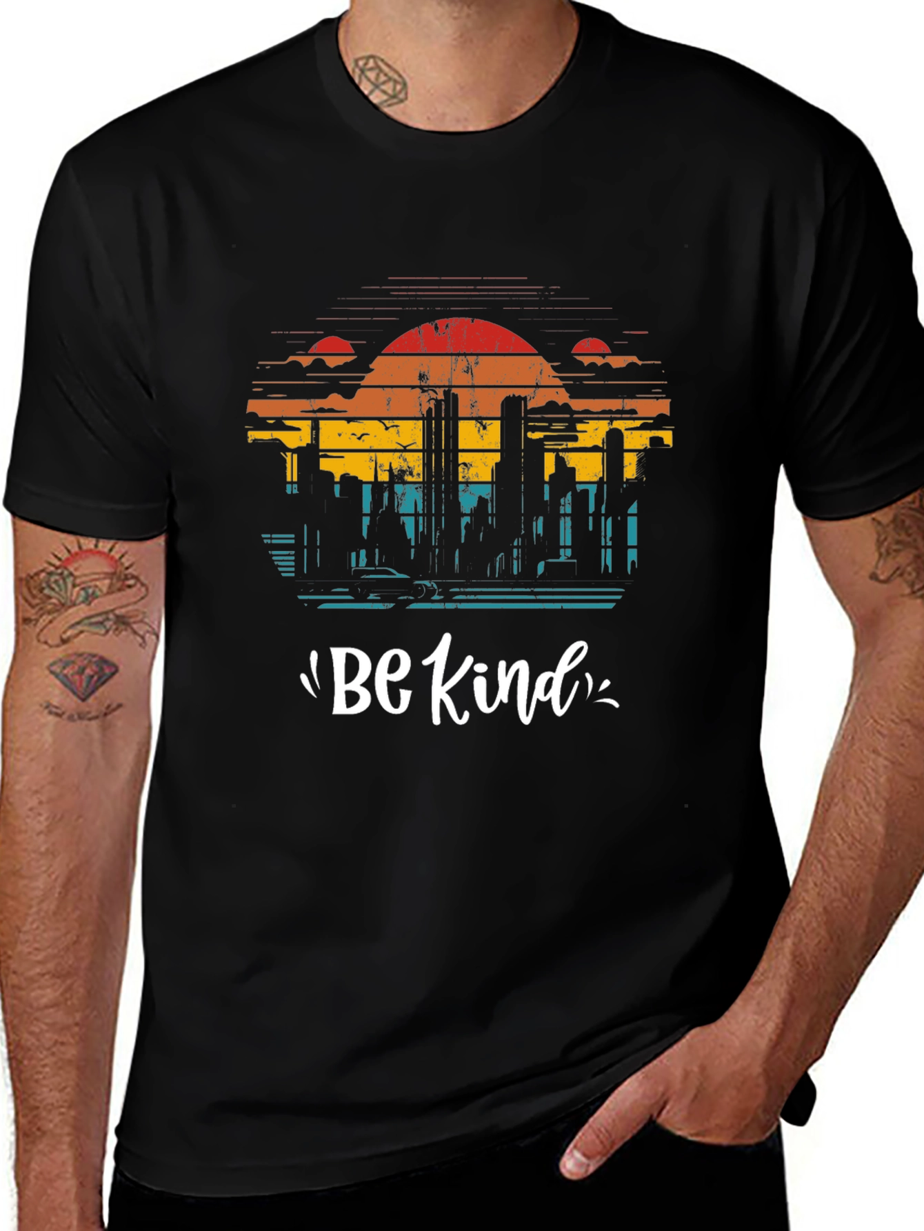 Retro Cityscape Be Kind Graphic Tee