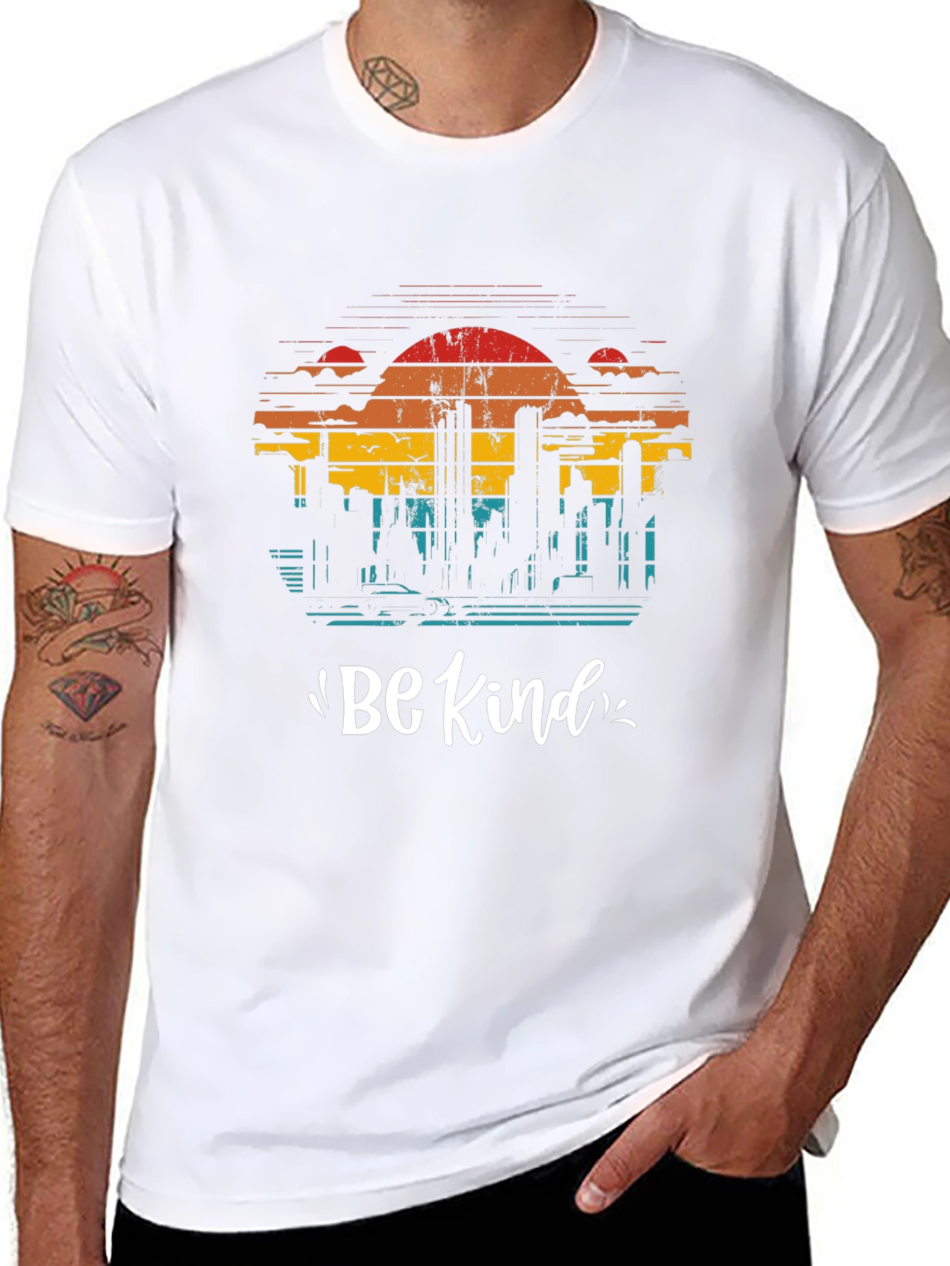Retro Cityscape Be Kind Graphic Tee