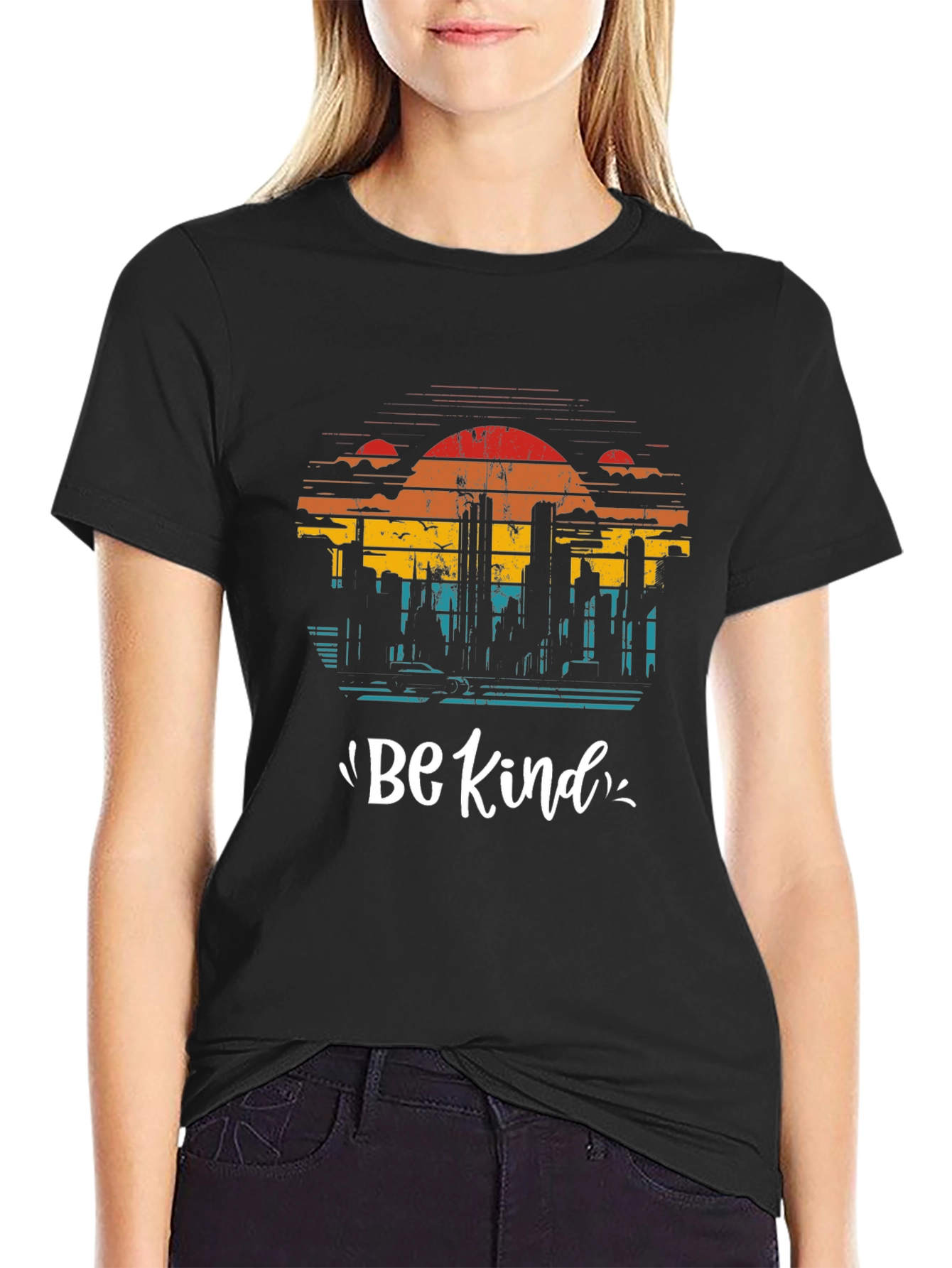 Retro Cityscape Be Kind Graphic Tee