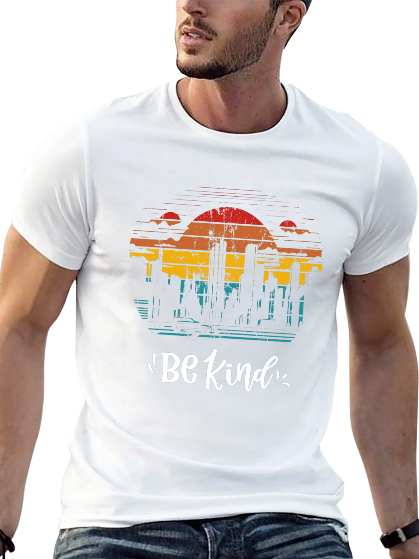 Retro Cityscape Be Kind Graphic Tee