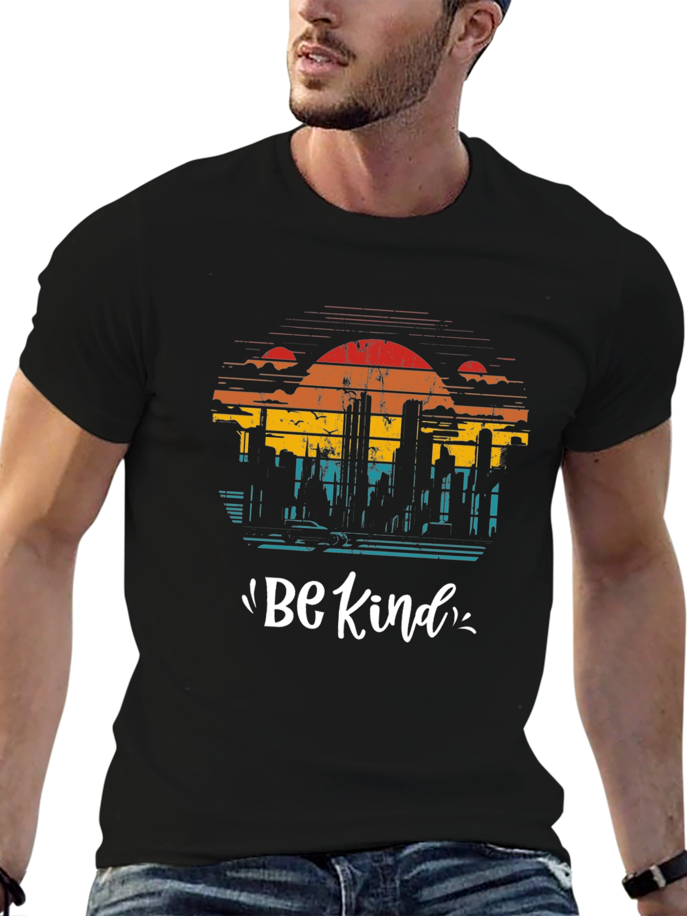 Retro Cityscape Be Kind Graphic Tee