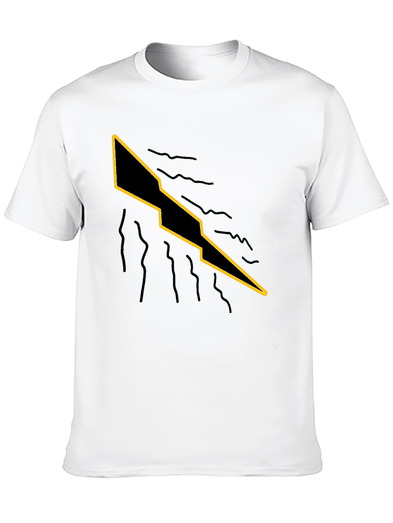 Mens Black T-Shirt with Graphic Lightning Bolt Design