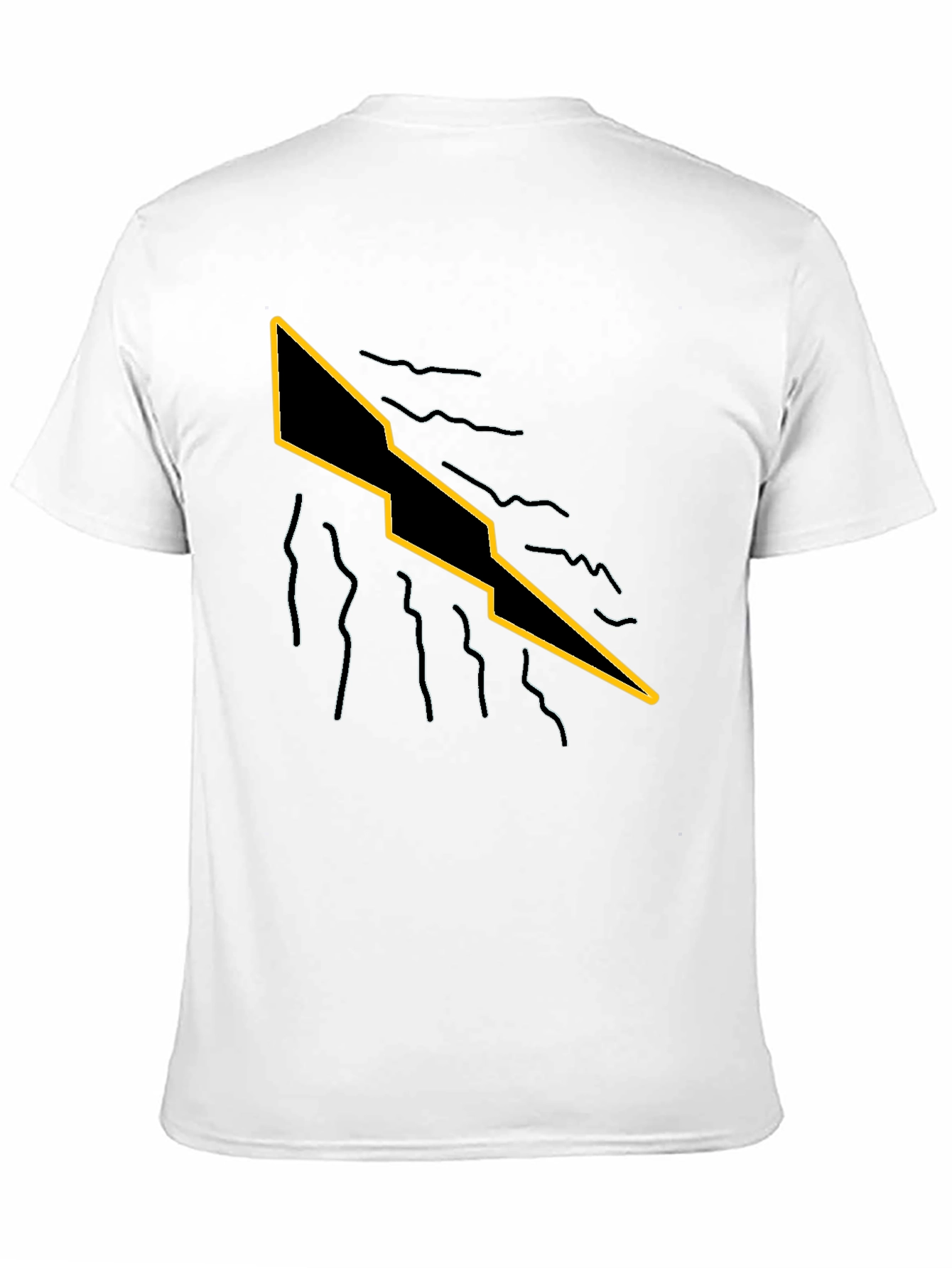 Mens Black T-Shirt with Graphic Lightning Bolt Design